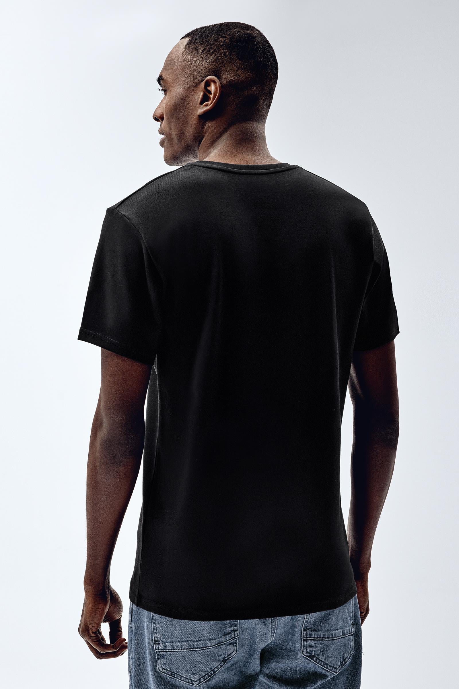 Brix Siyah Renk Erkek Basic T-Shirt