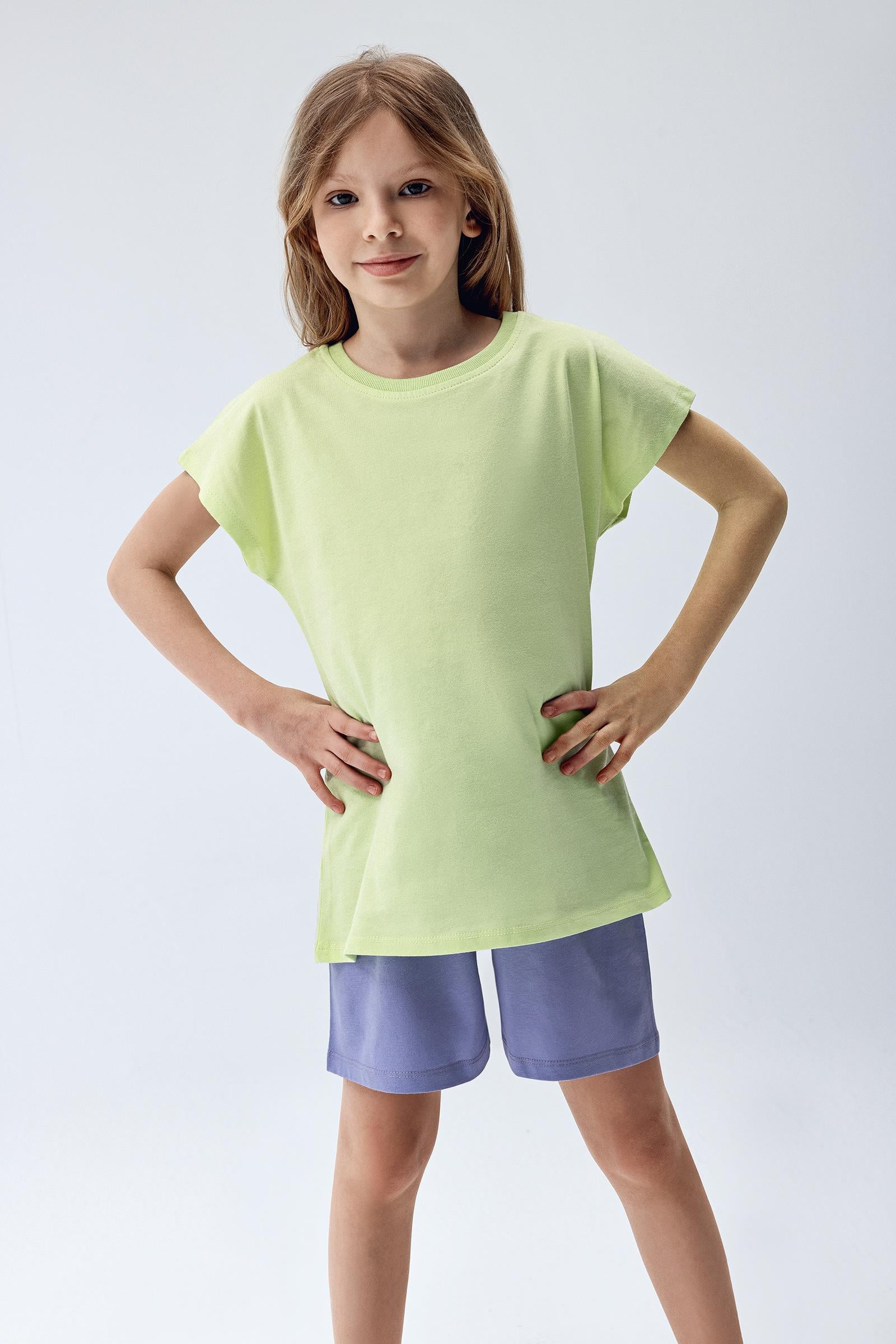 Brix Yeşil Renk Kız Çocuk Kısa Kollu Pijama Takım