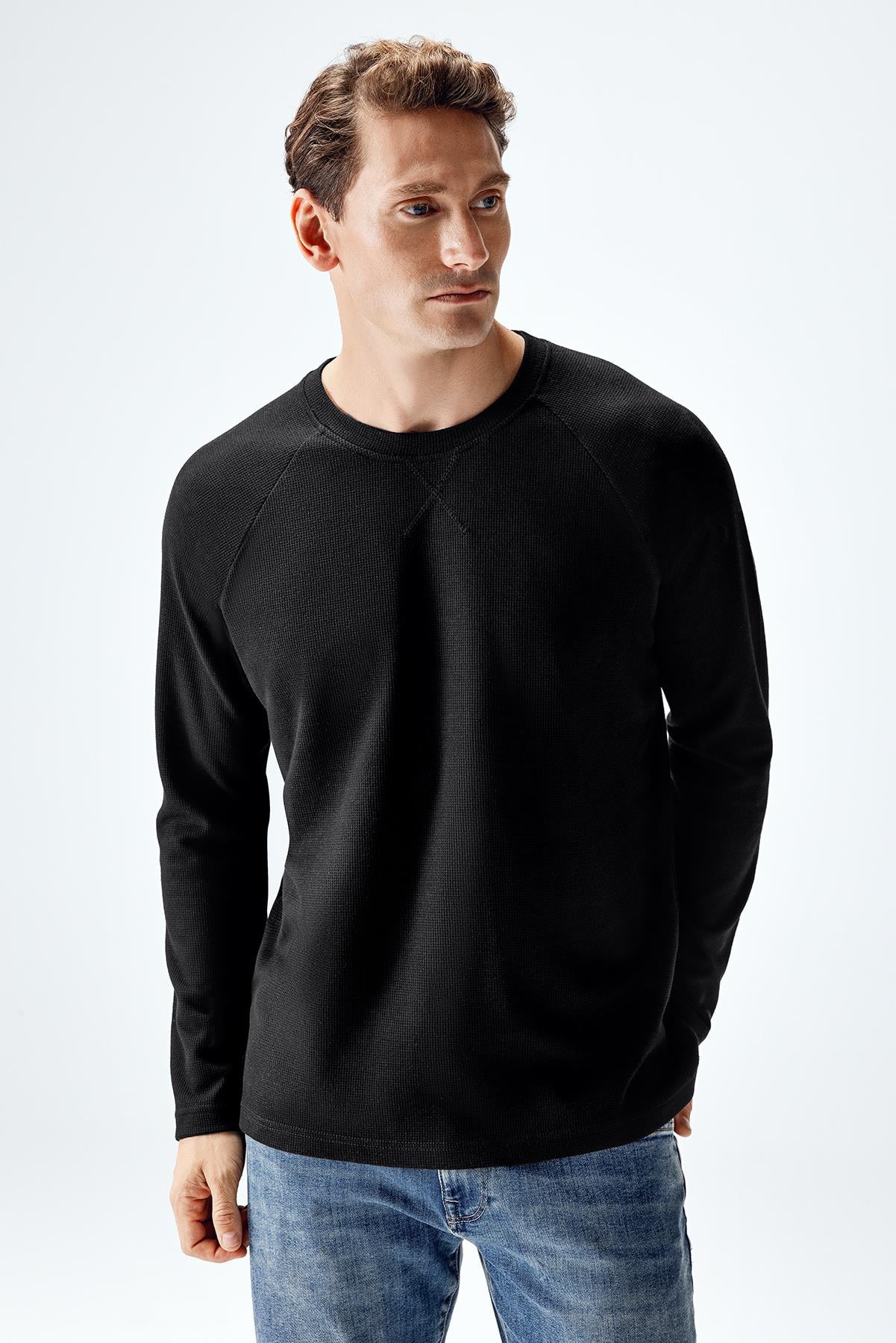 Erkek Waffle Reglan Uzun Kollu T-shirt