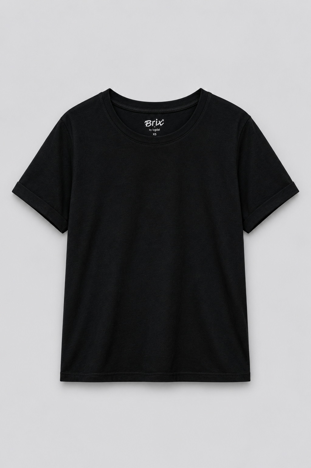 Kadın %100 Pamuk Kısa Kollu Rahat Kalıp T-Shirt Siyah