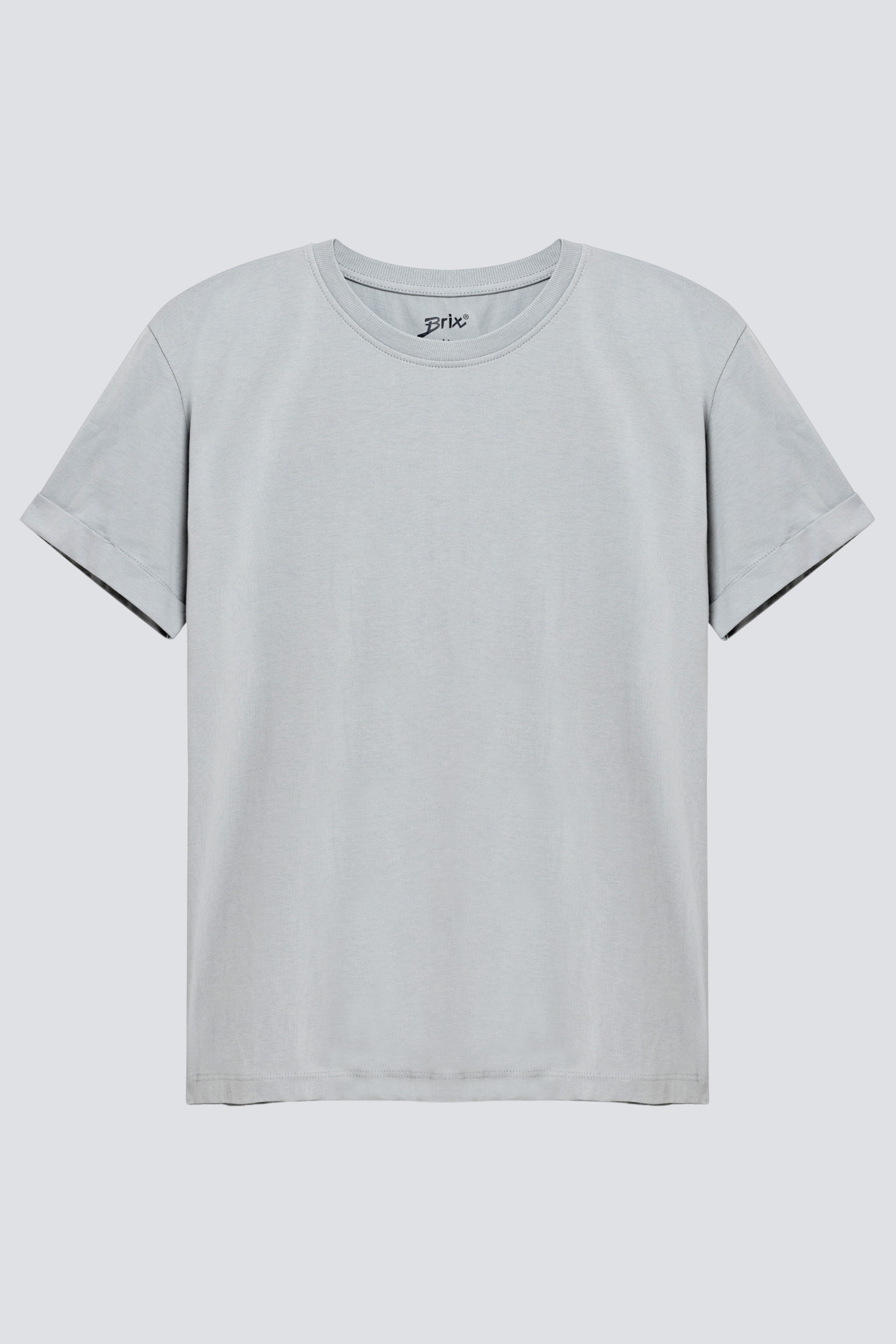 Kadın %100 Pamuk Kısa Kollu Rahat Kalıp T-Shirt Su Yeşili