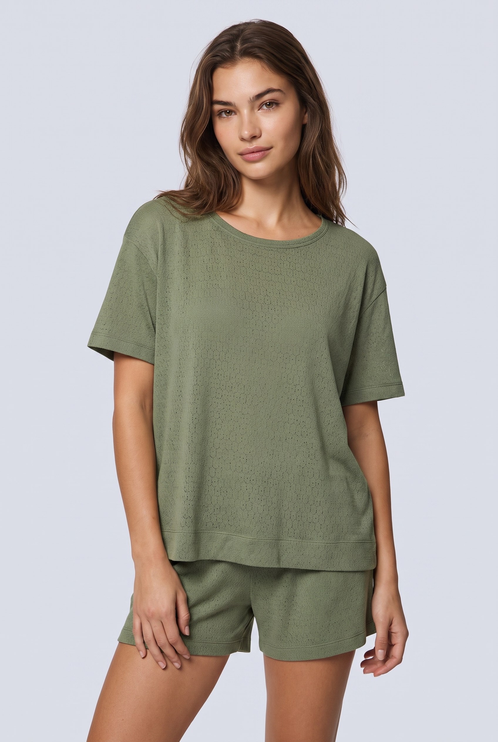 Kadın %100 Pamuk Pijama Takımı Yeşil