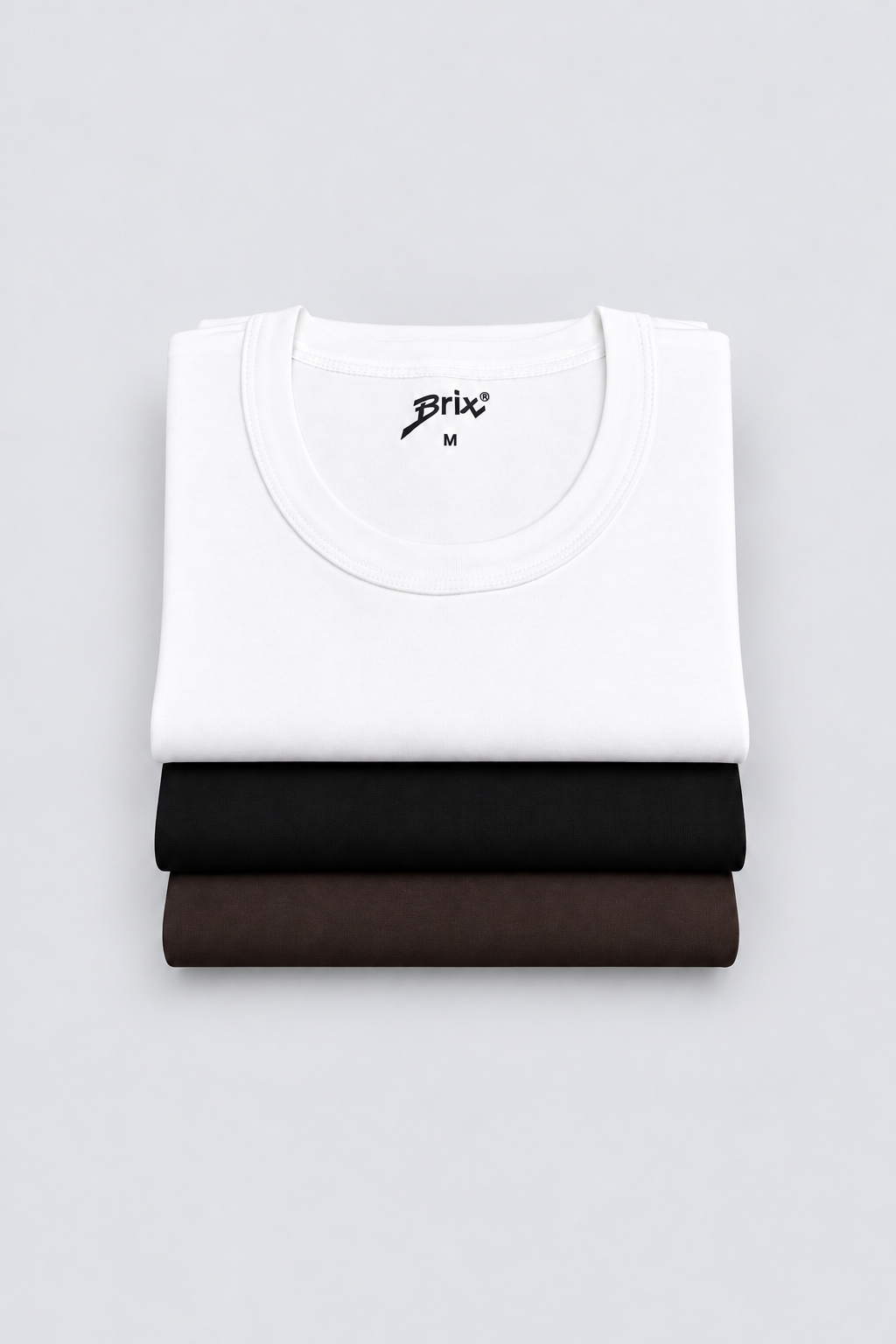 Kadın Bisiklet Yaka %100 Pamuk İnterlok (3'lü Paket) T-Shirt Ekru-Siyah-Acı Kahve