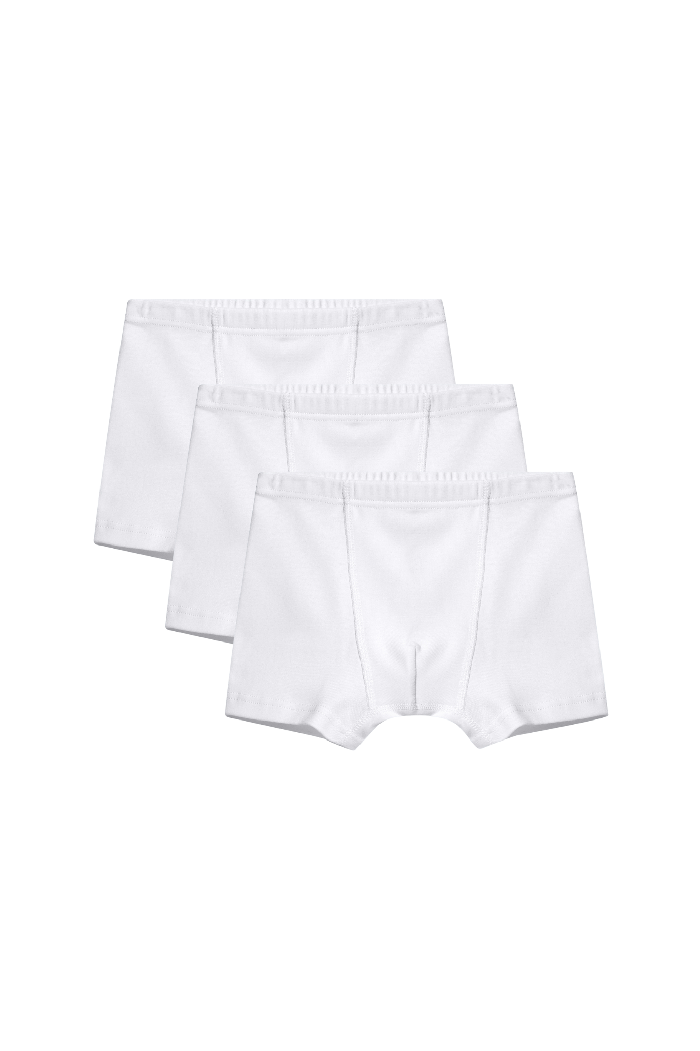 Brix 8901 Beyaz Renk Erkek Çocuk 3'lü %100 Pamuk Ribana Boxer