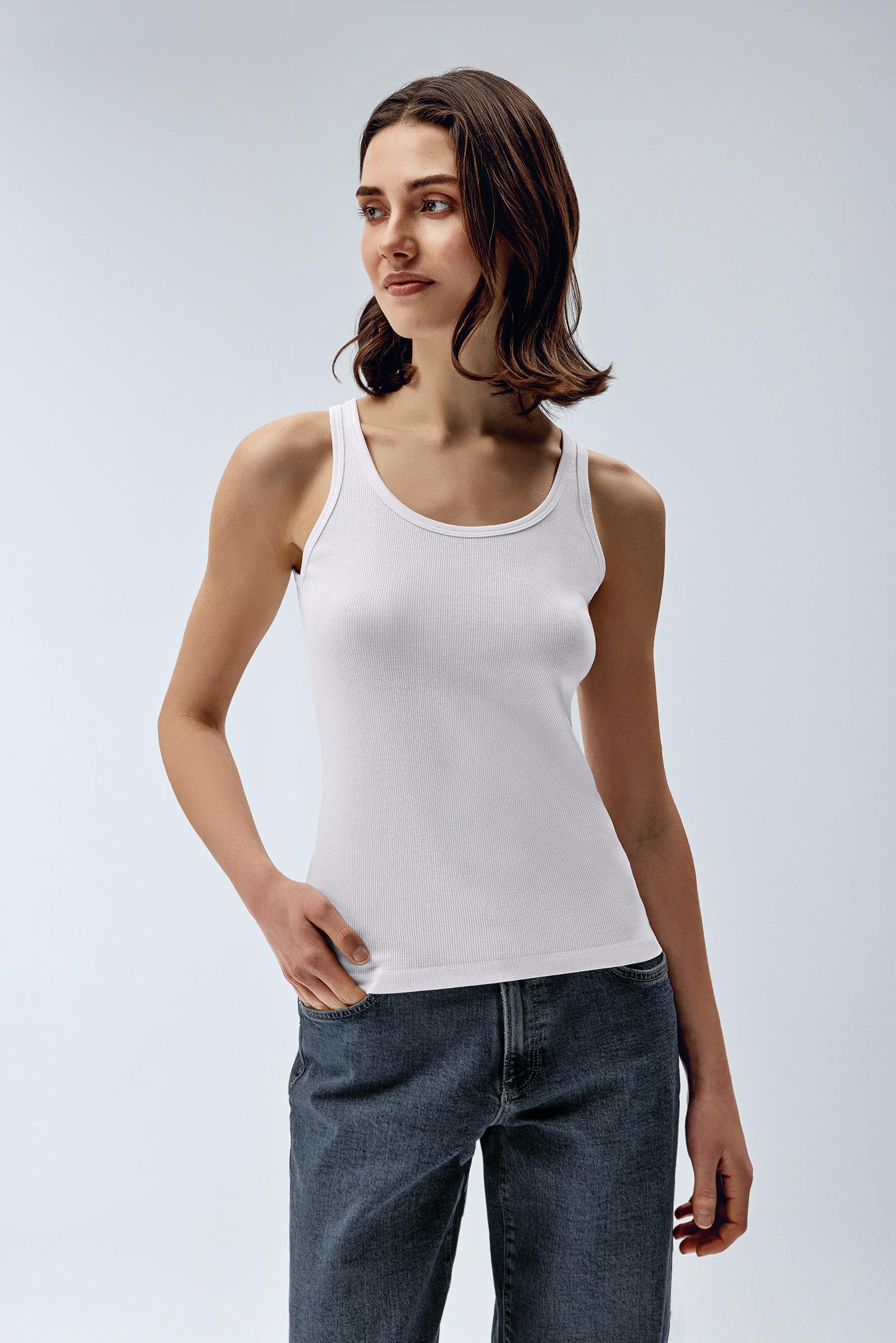 Brix Beyaz Renk Kadın Modal Atlet T-Shirt