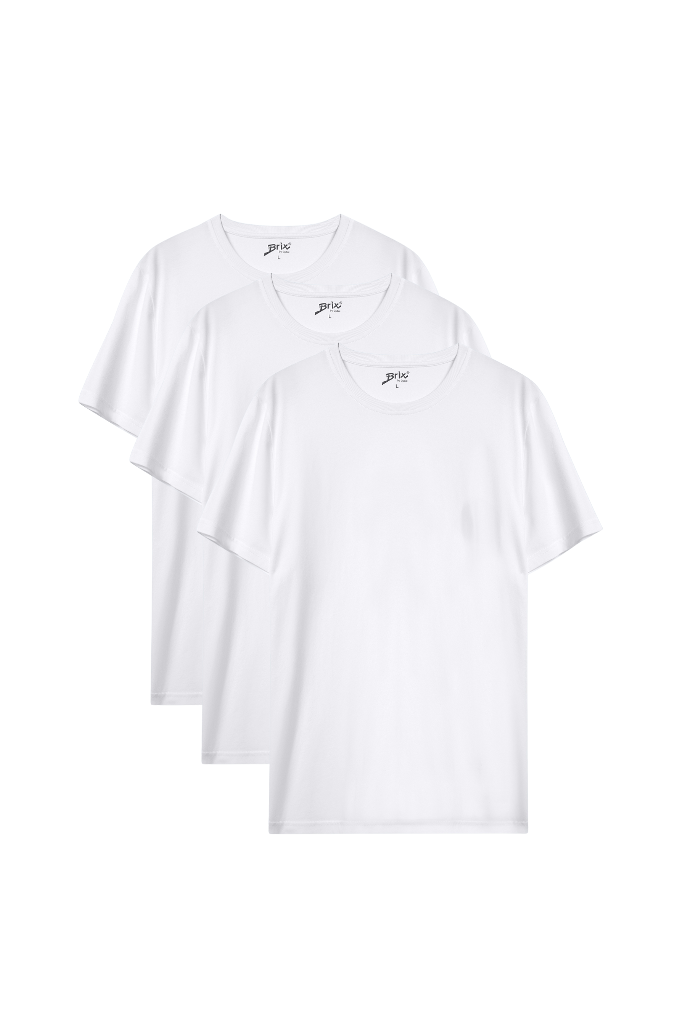 Brix Erkek Basic 3'lü %100 Pamuk T-Shirt 1802  Beyaz Renk