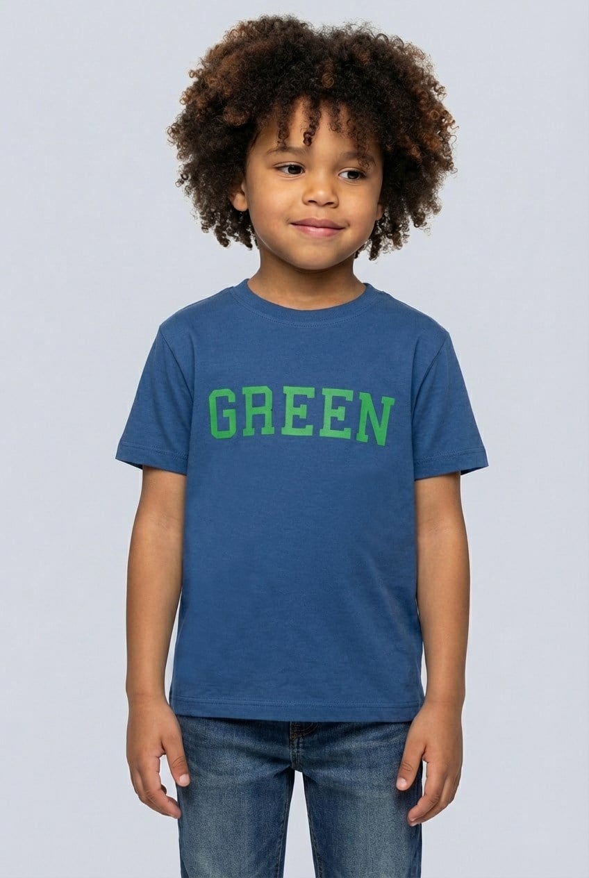 Brix Erkek Çocuk Baskılı %100 Pamuk T-Shirt 8514  Petrol Mavi Renk