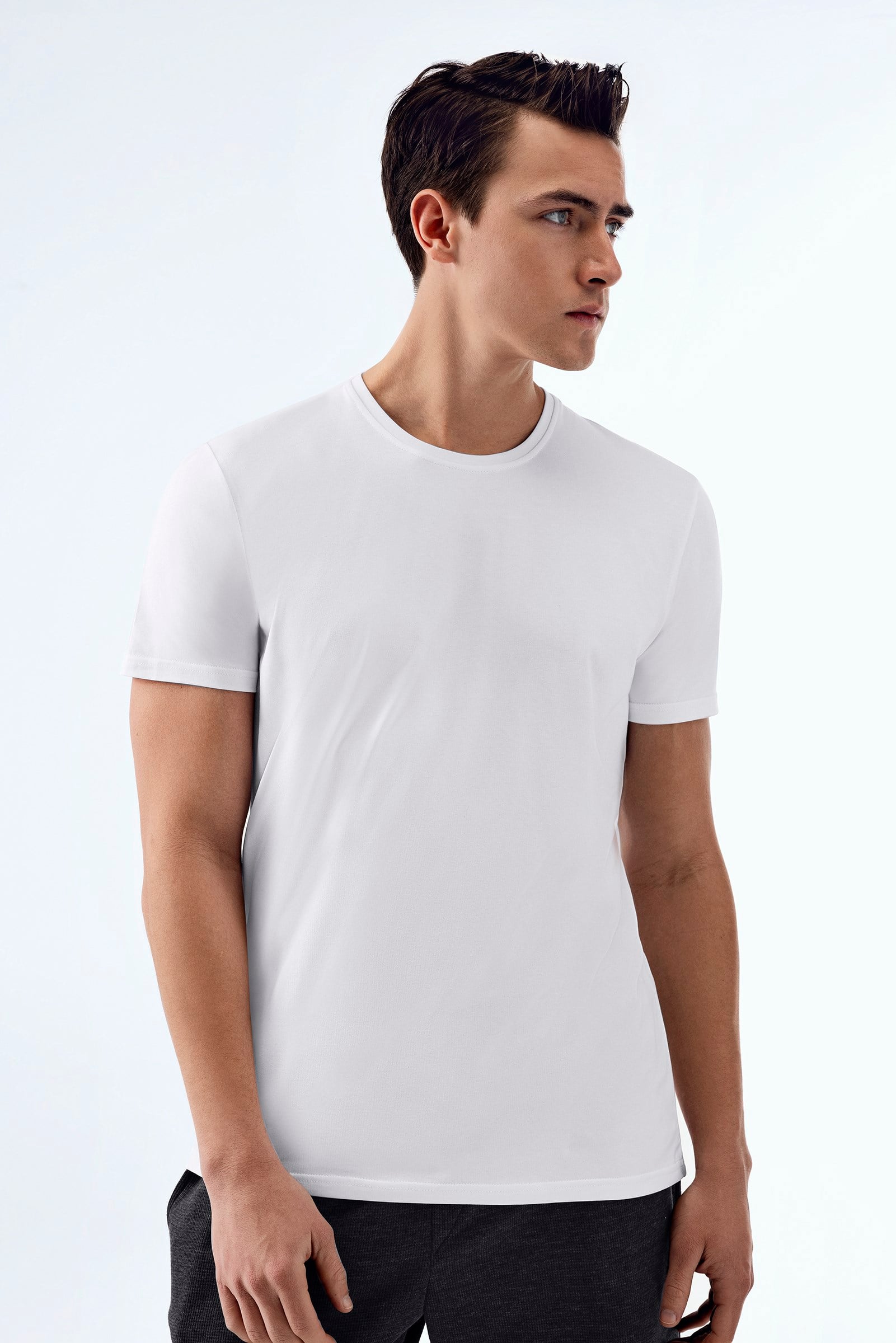 Brix Erkek Elastan O Yaka T-Shirt 0536 Beyaz Renk