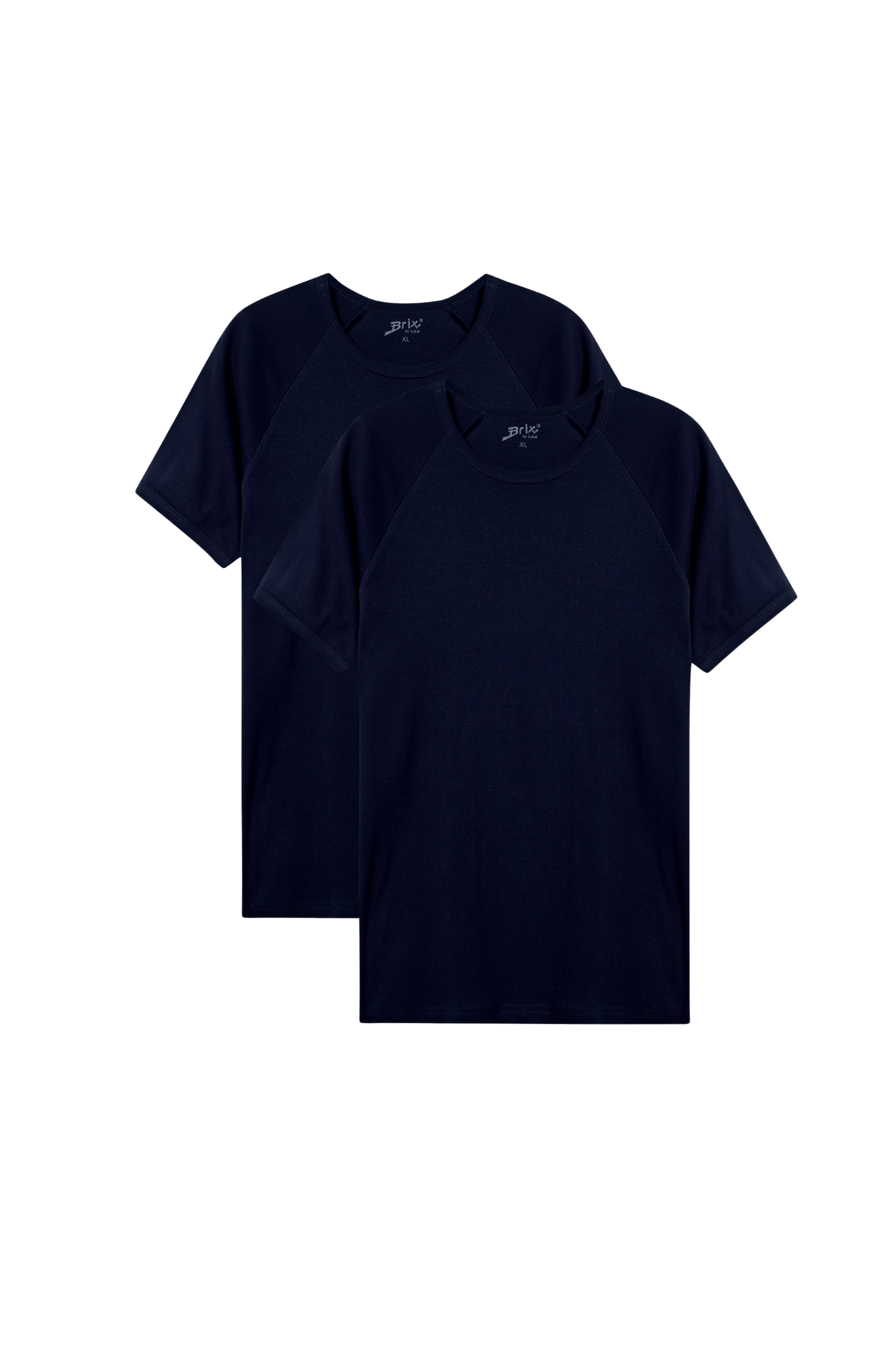 Brix Erkek Reglan Kol %100 Pamuk 2'li T-Shirt 0534  Lacivert Renk