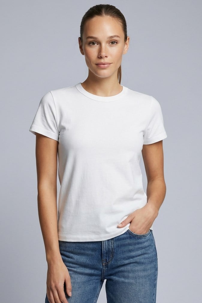 Brix Kadın Bisiklet Yaka İnterlok T-Shirt  Ekru Renk