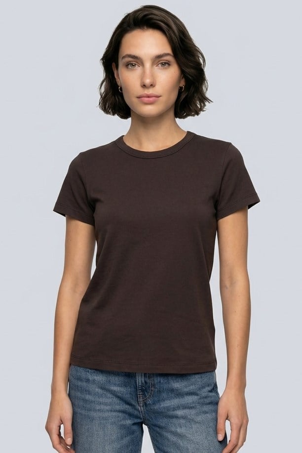 Brix Kadın Bisiklet Yaka İnterlok T-Shirt  Acı Kahve Renk