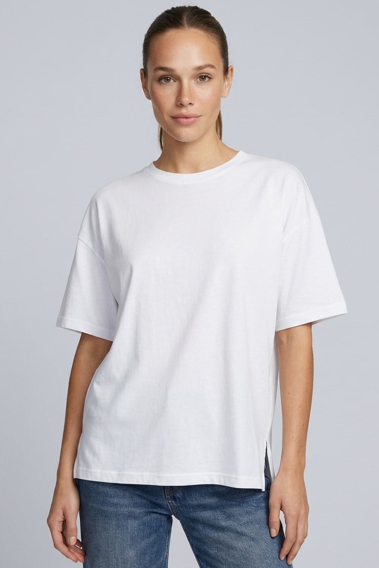 Brix Kadın Oversize T-shirt 3547  Beyaz Renk