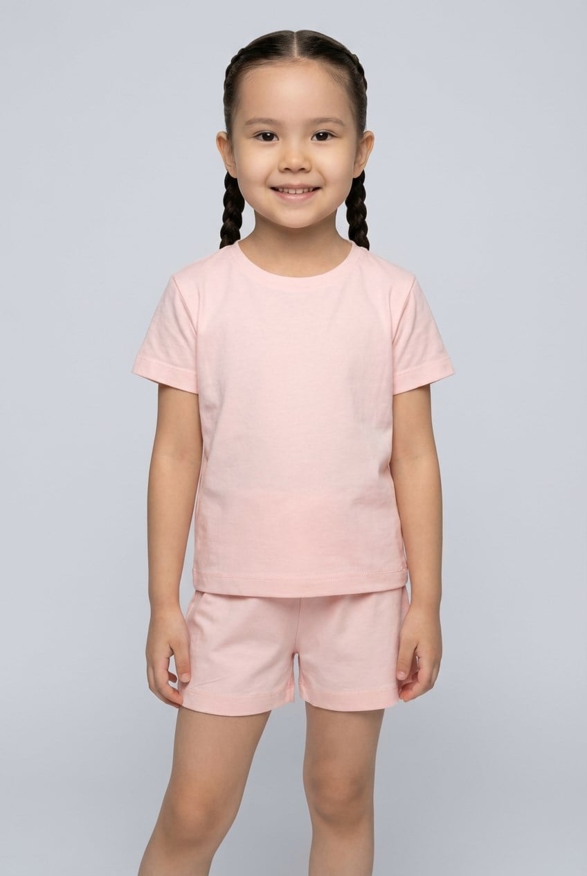 Brix Kız Çocuk %100 Pamuk Pijama Takımı 7819  Açık Pembe Renk