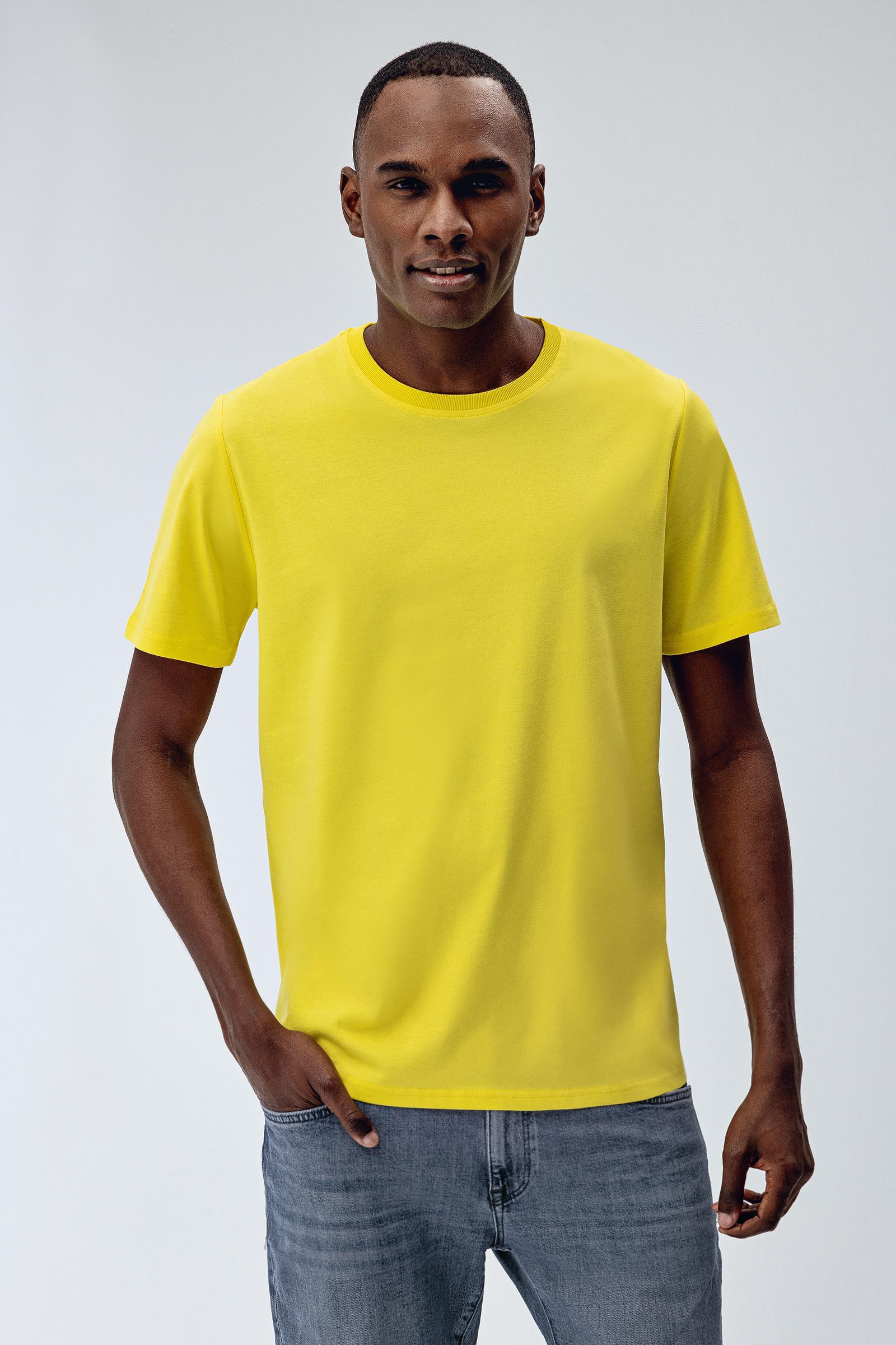 Brix Sarı Renk Erkek Basic T-Shirt