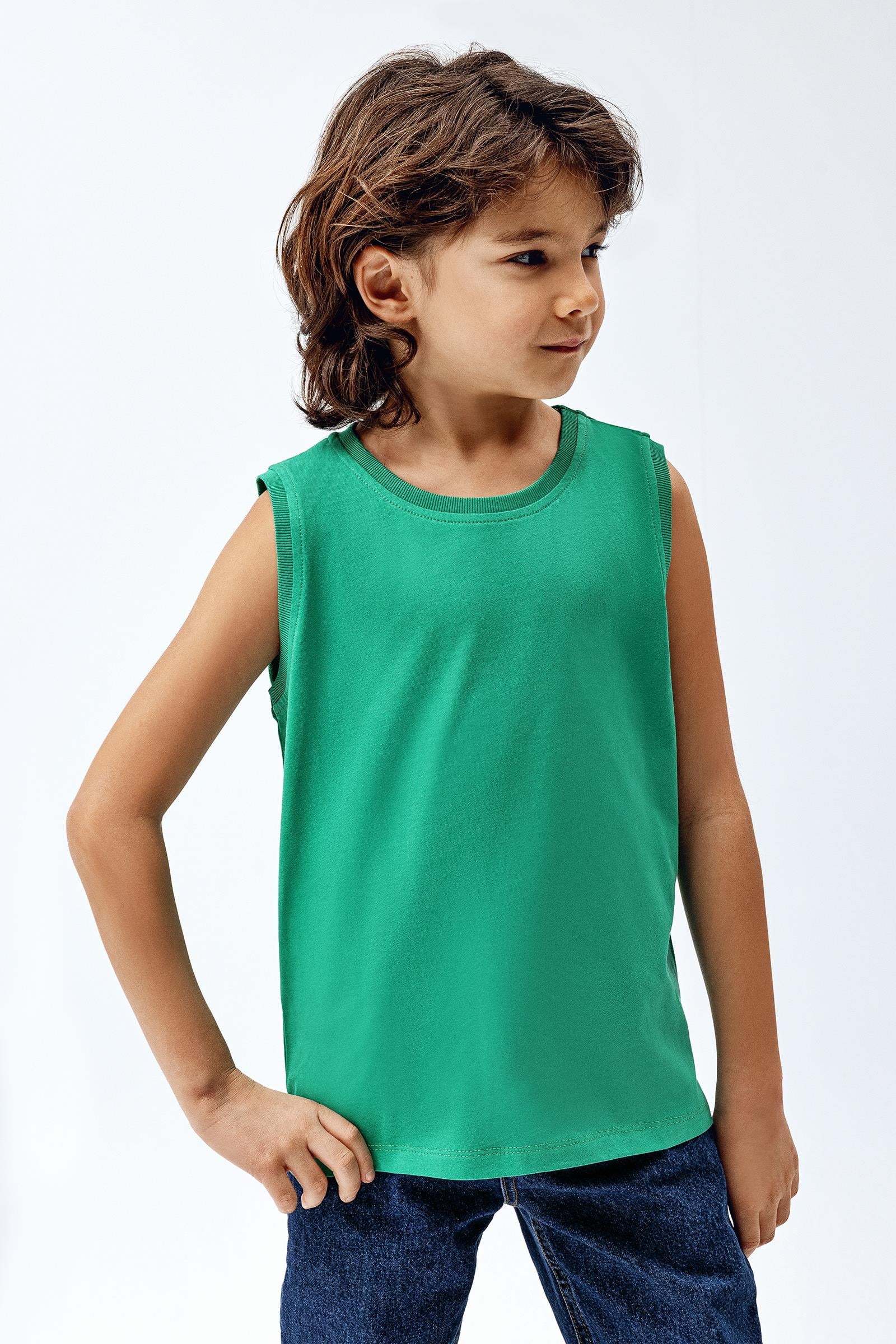 Brix Yeşil Renk Erkek Çocuk Kolsuz T-Shirt