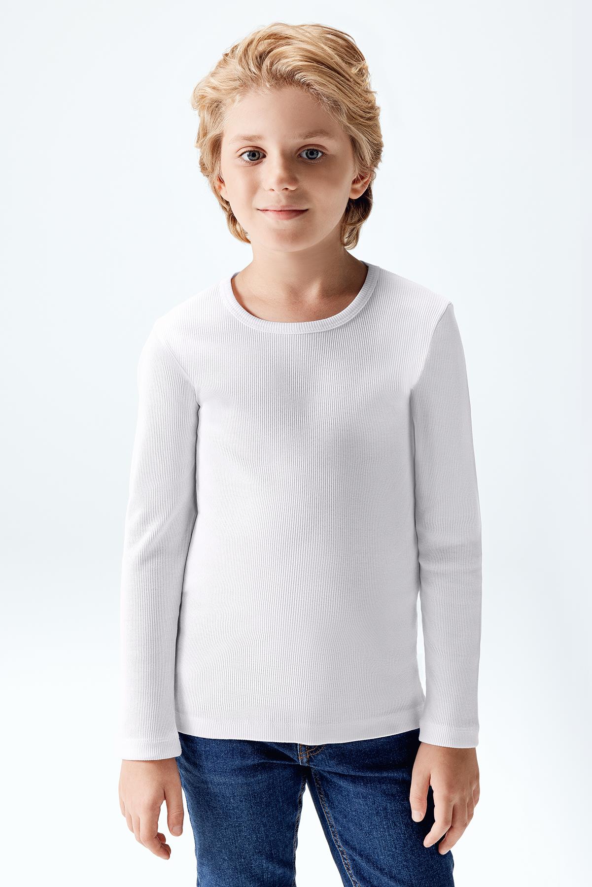 Erkek Çocuk Fitilli Uzun Kollu T-shirt