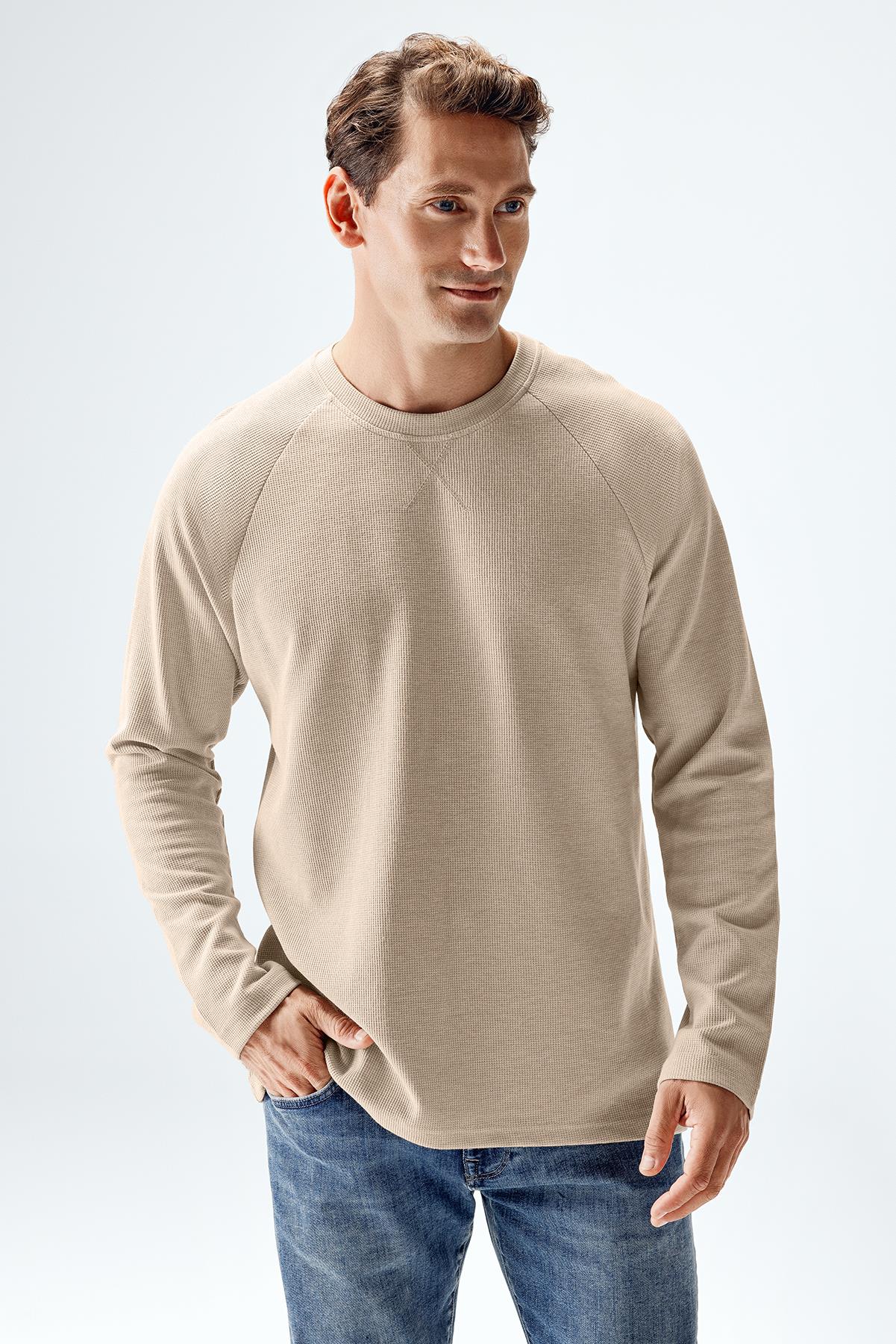 Erkek Waffle Reglan Uzun Kollu T-shirt