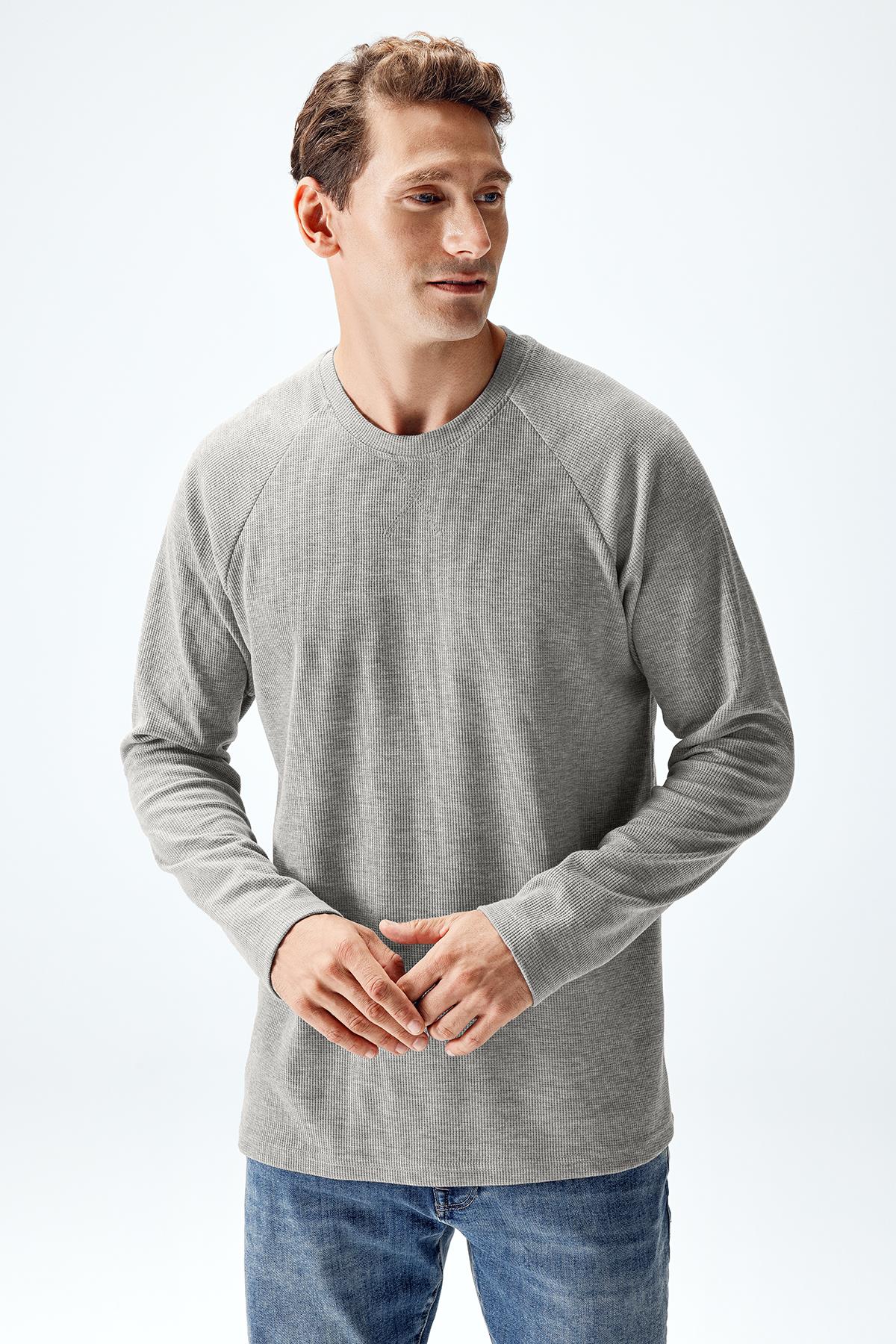 Erkek Waffle Reglan Uzun Kollu T-shirt