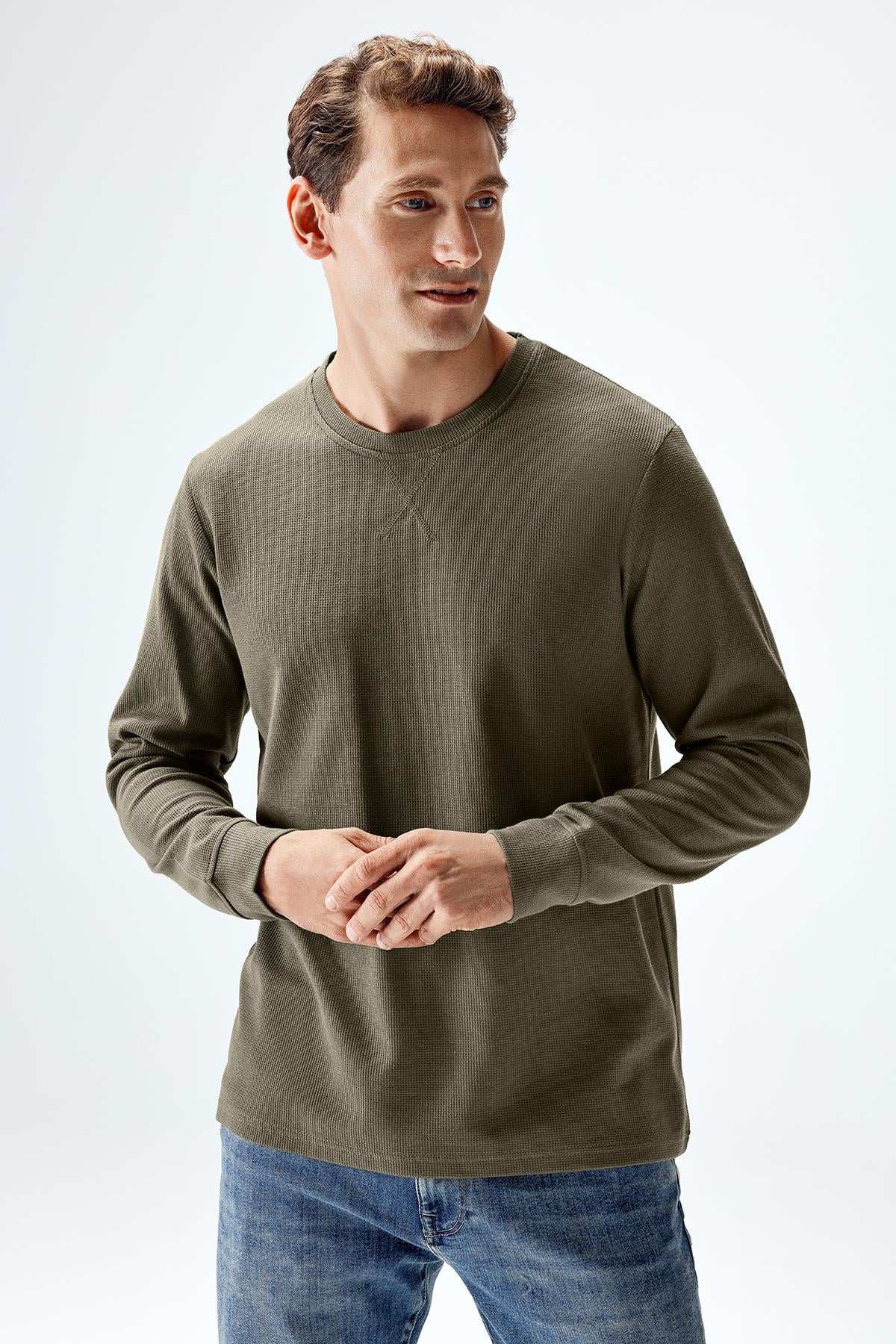 Erkek Waffle Uzun Kollu T-shirt