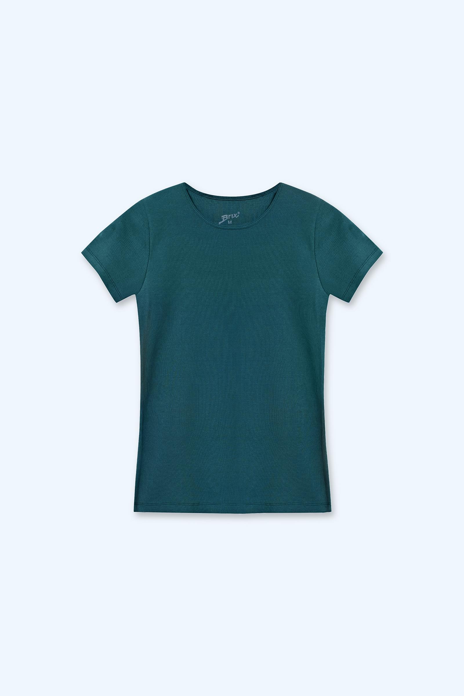 Kadın Fitilli Kısa Kollu T-Shirt