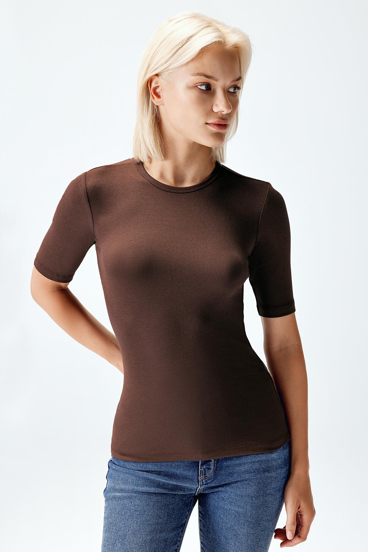 Kadın Modal Fitilli T-shirt