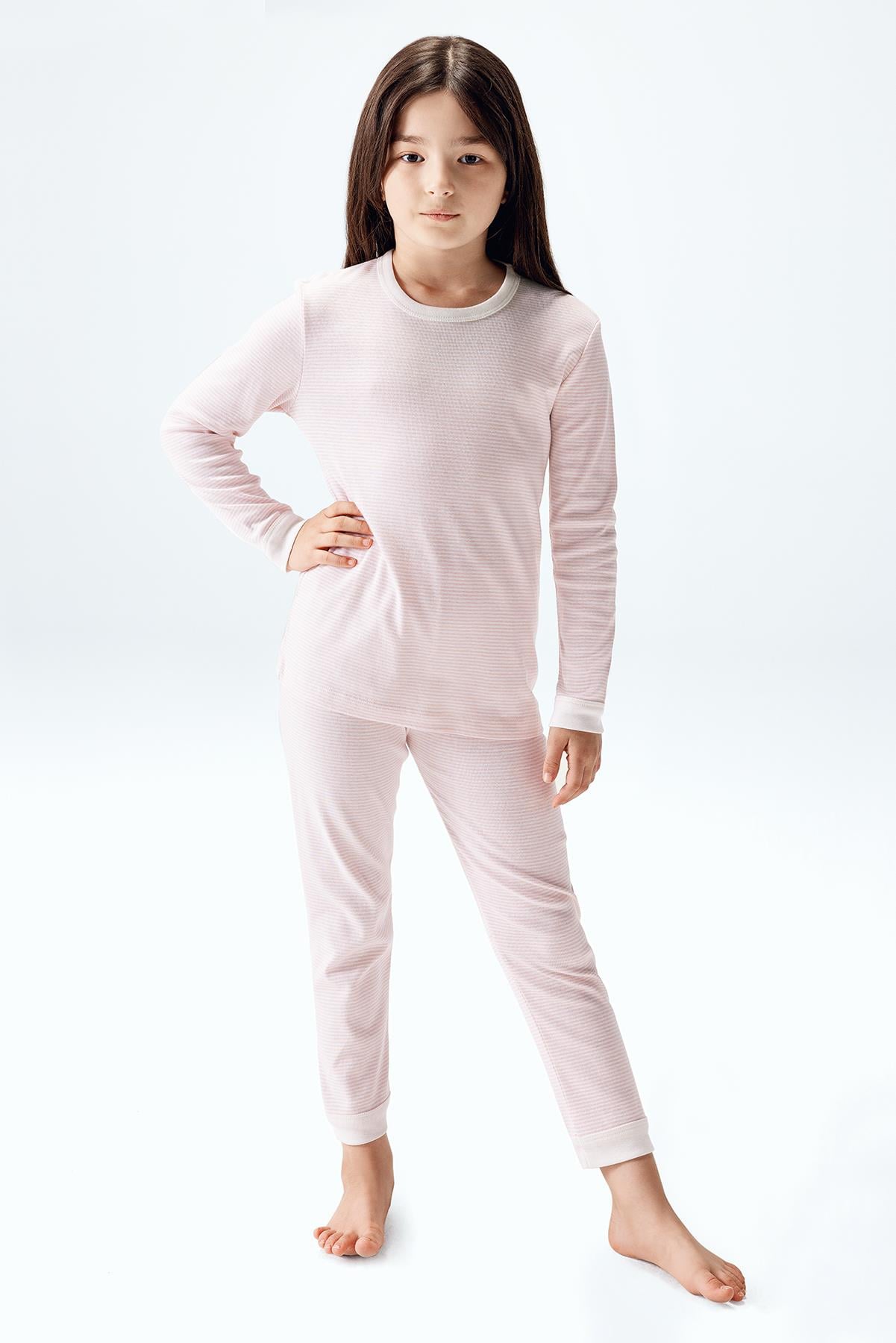 Kız Çocuk Çizgili Pijama Takımı