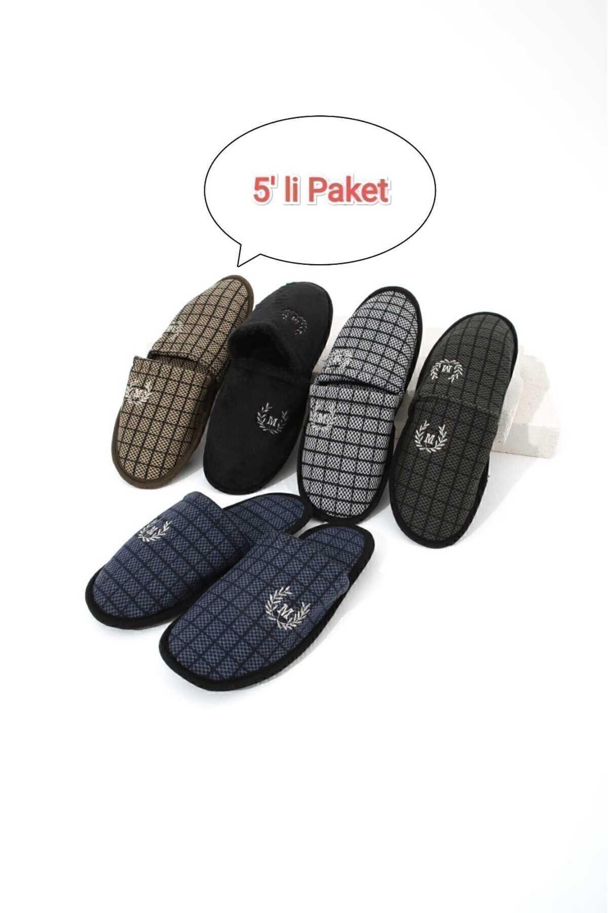 5'li Paket M Kışlık Terlik Ev Terliği Çeyiz Bohça Seti Misafir Terliği
