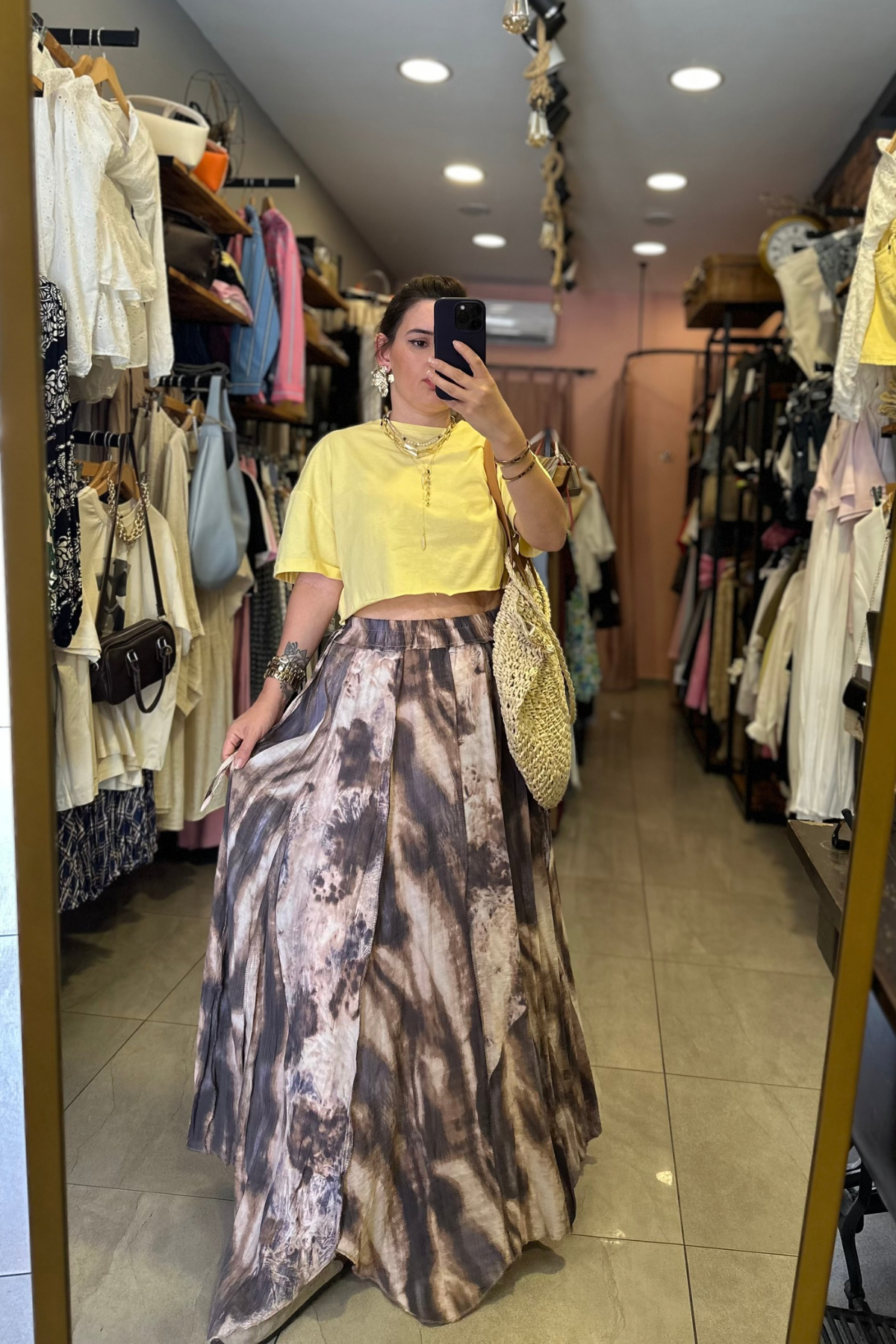 Batik Desen Astarlı Etek 