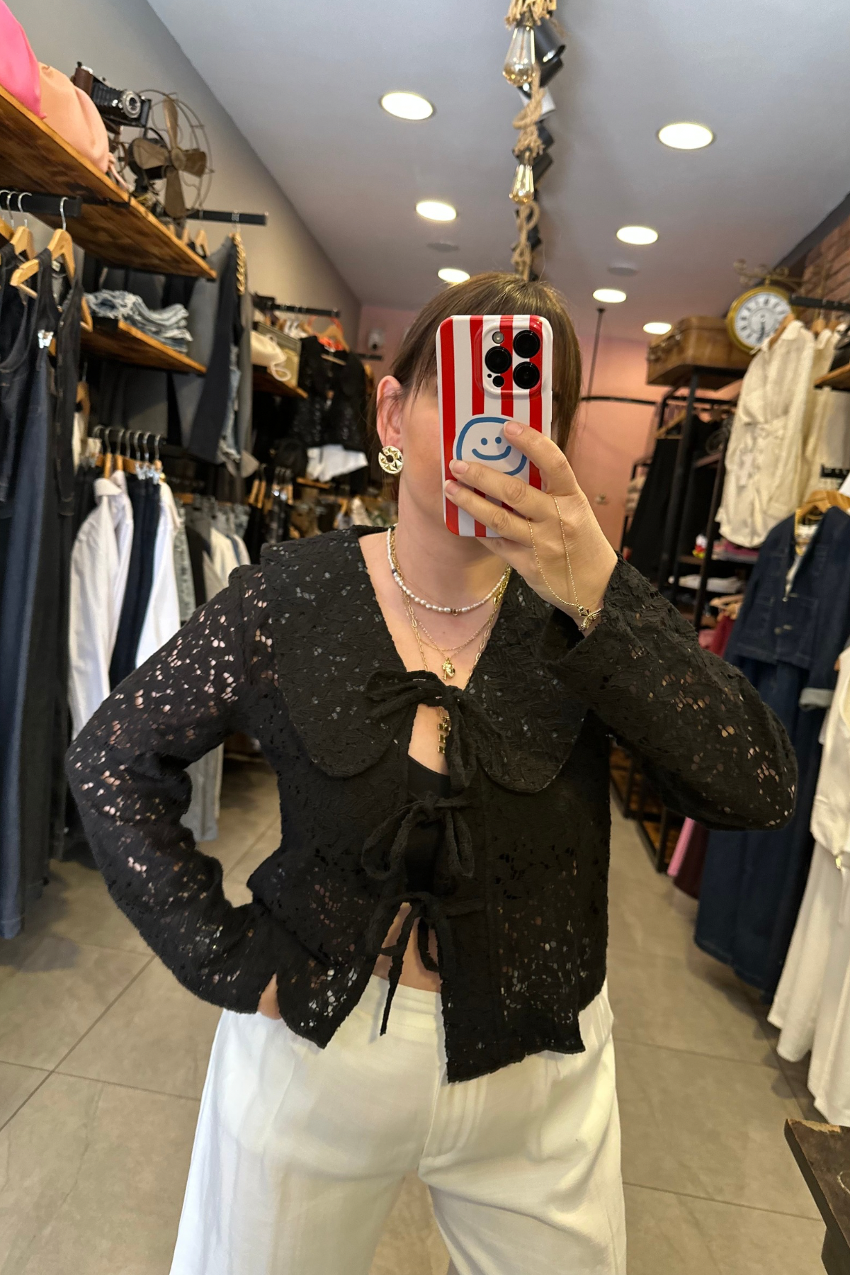 Bebe Yaka Önden Bağlamalı Fisto Gömlek 