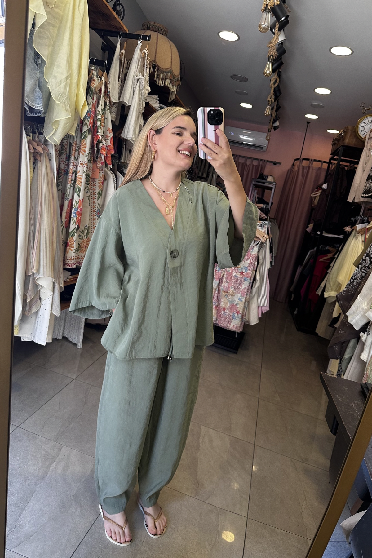 Bluz Pantolon Takım -Çağla Yeşili