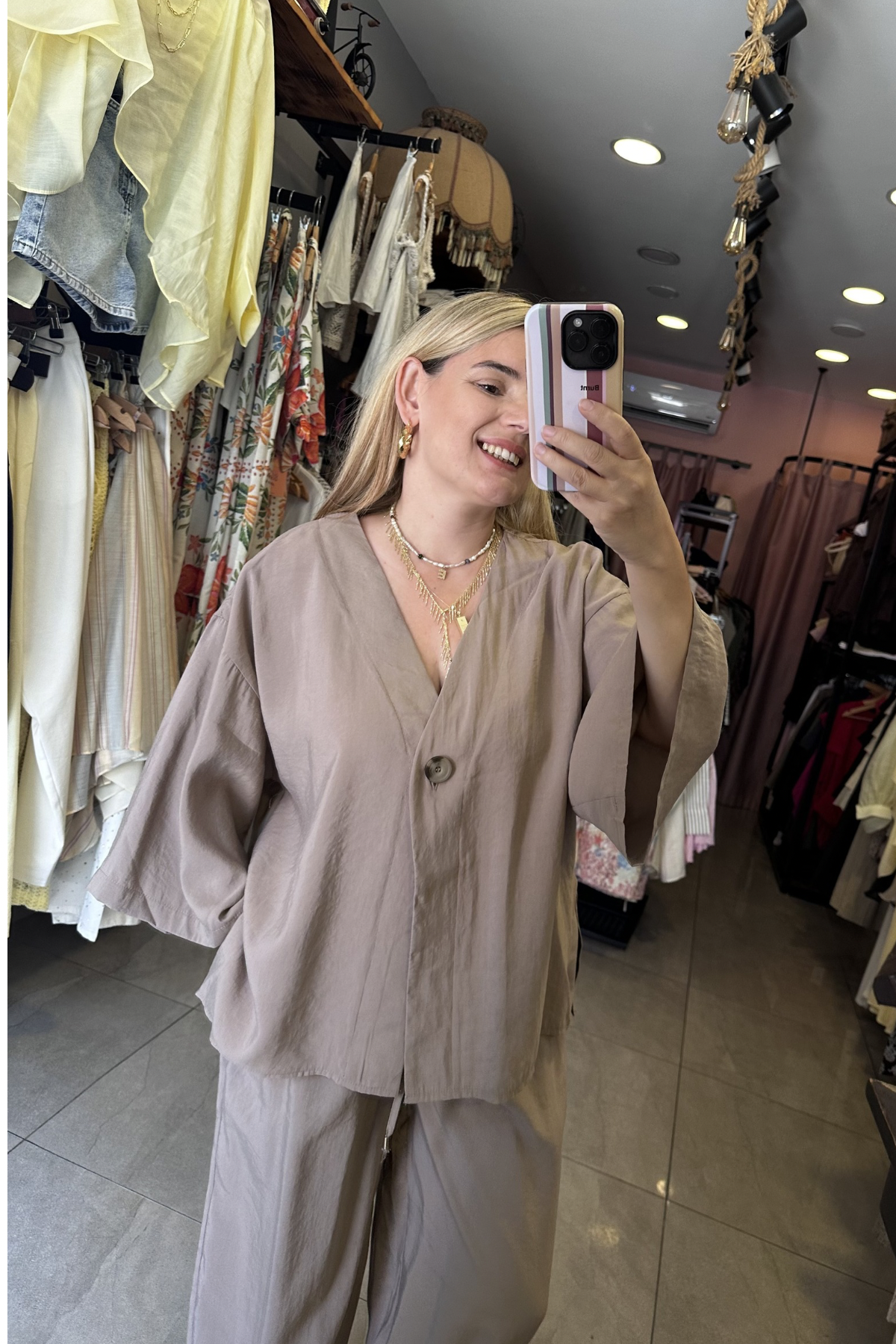 Bluz Pantolon Takım - Koyu Vizon