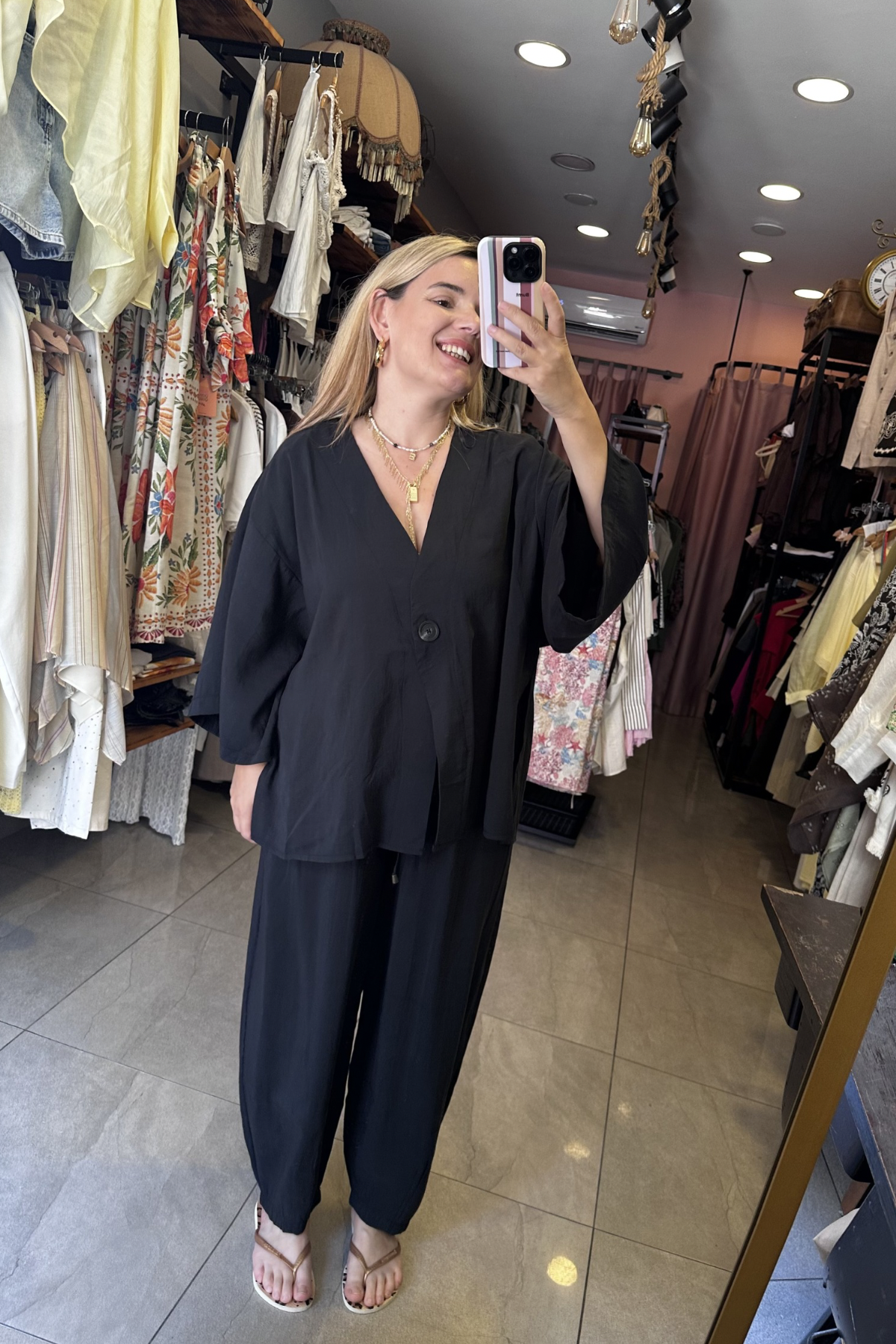 Bluz Pantolon Takım - Siyah
