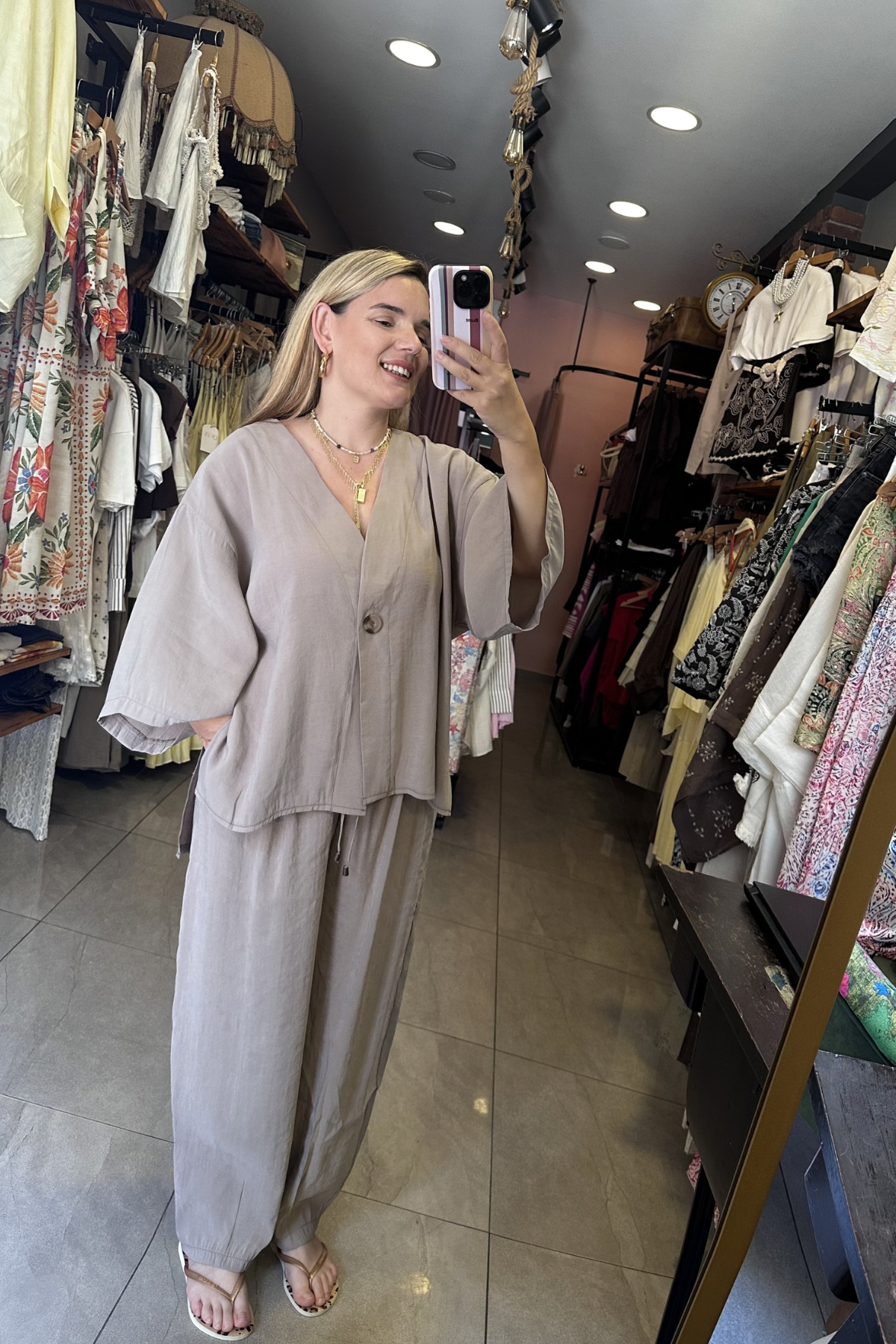 Bluz Pantolon Takım - Vizon