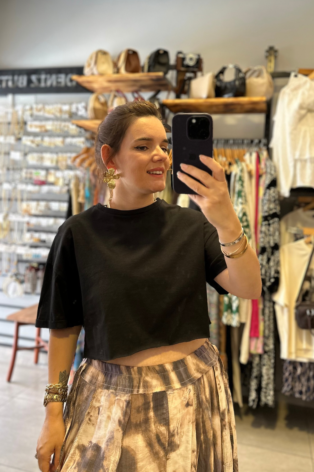 Crop Basic Kısa Kollu - Siyah