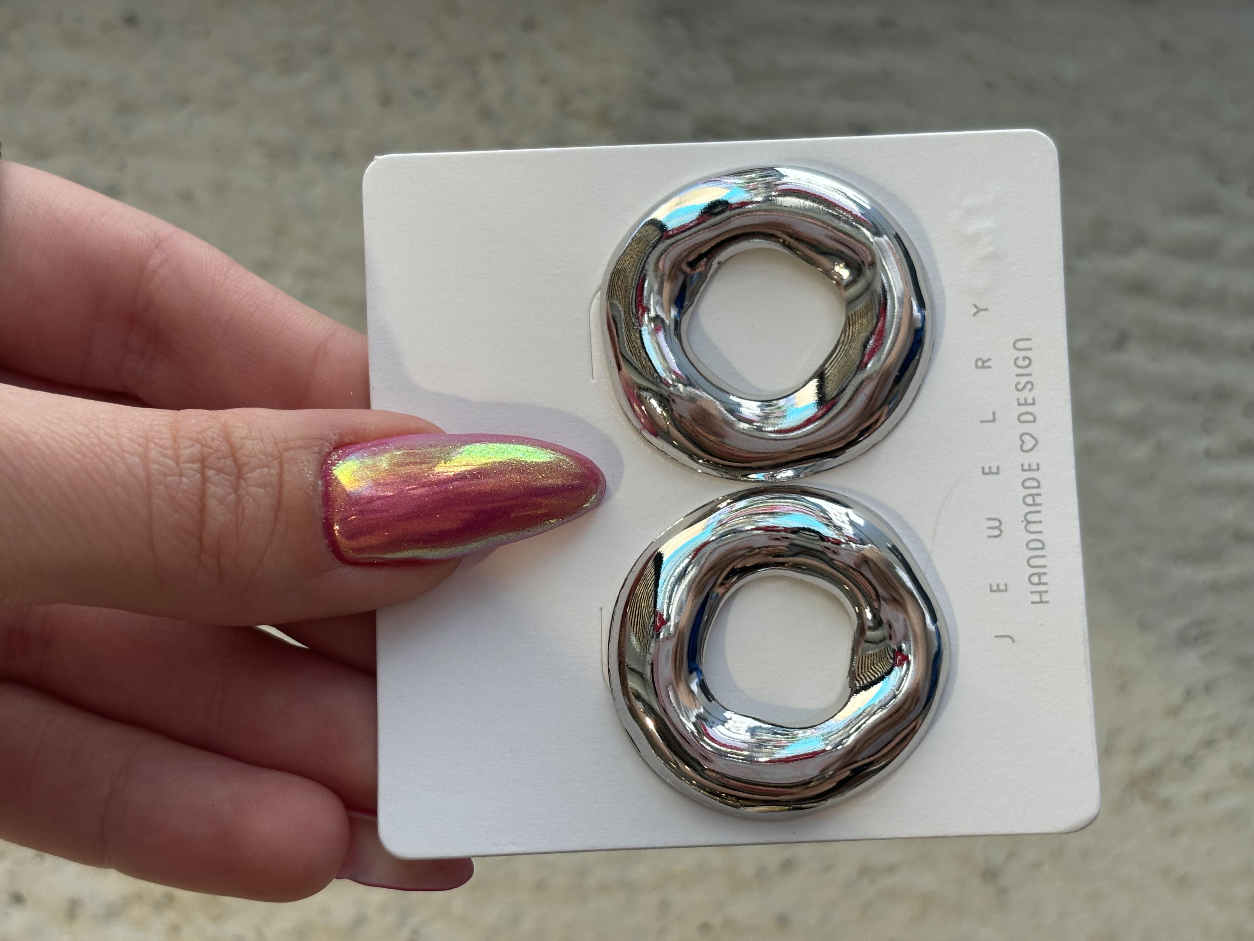 Daire Halka Gümüş Renk Çelik Küpe