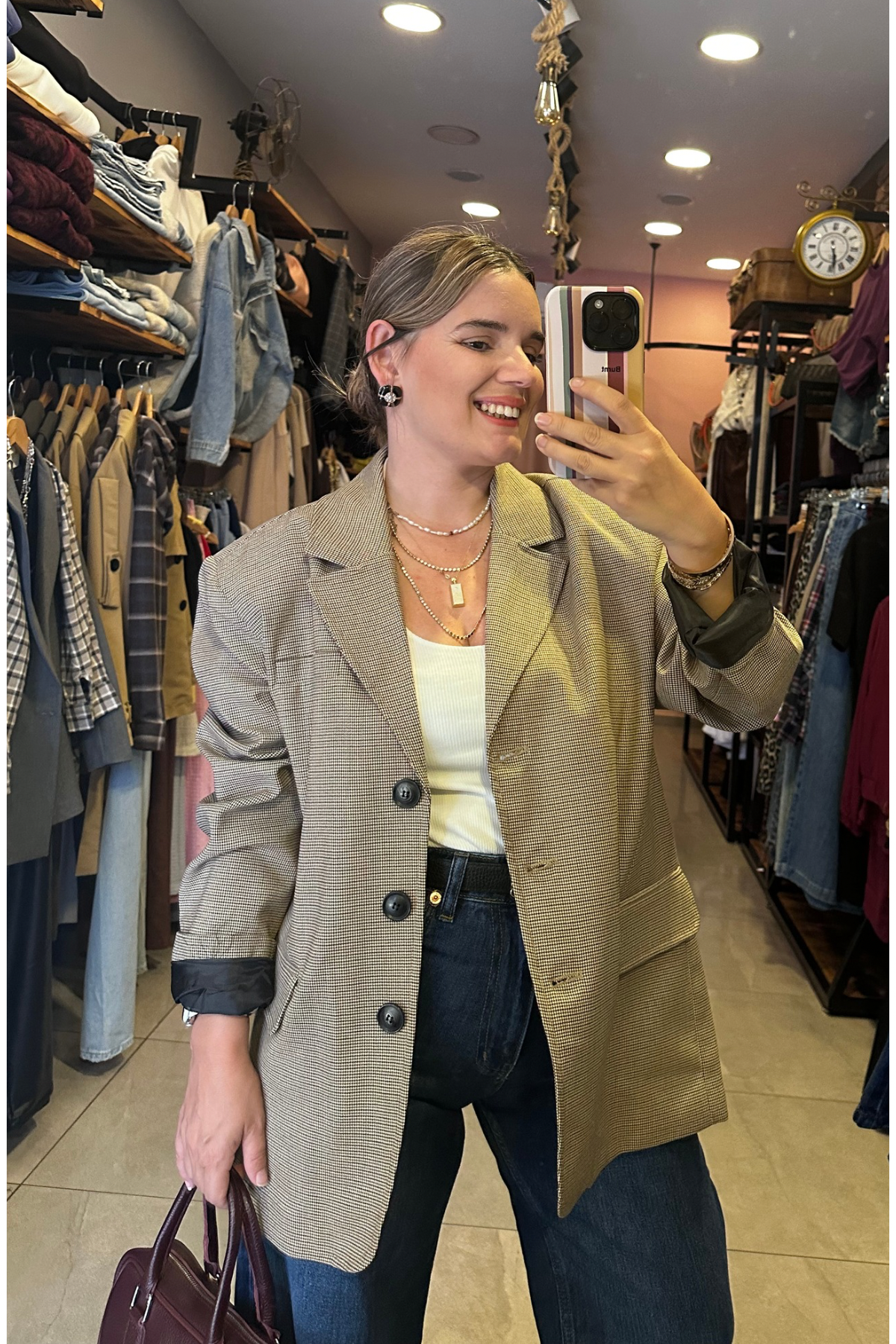 Ekose  Blazer Ceket