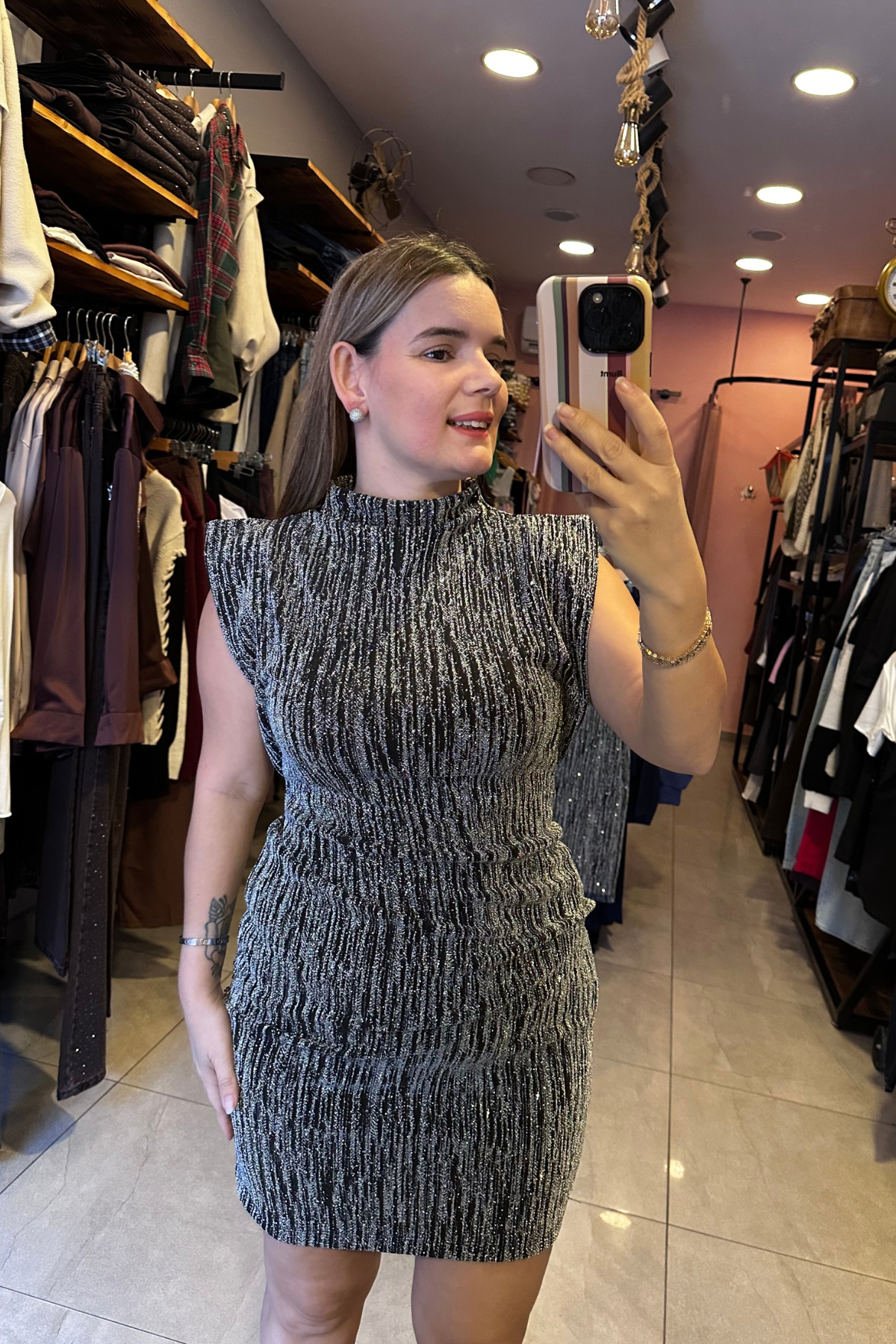 Işıltılı Mini Elbise 