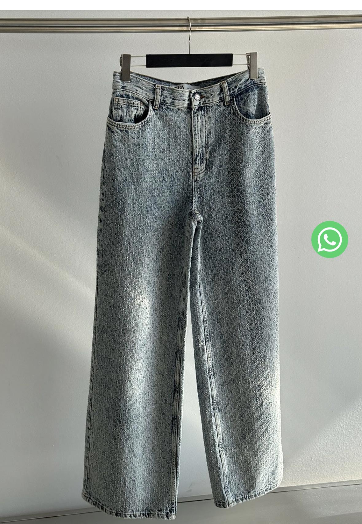 Kendinden Desenli Bol Paça Orjinal Marka Jean