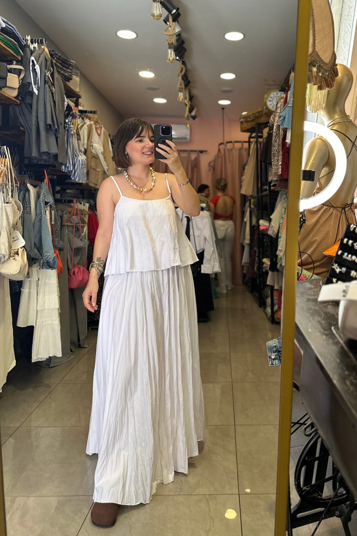 Marka Model Poplin Kumaş Beyaz Takım