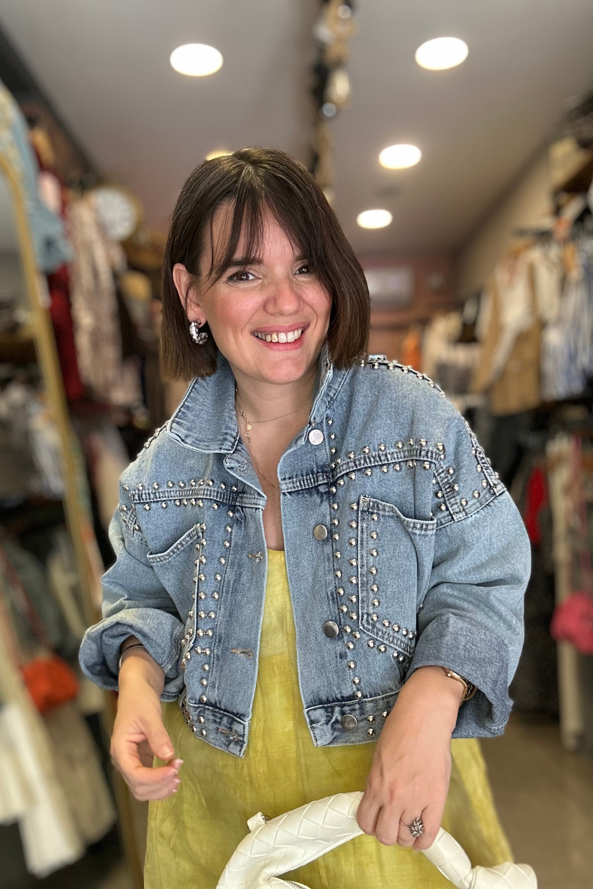 Marka Model Zımbalı Denim Crop Ceket