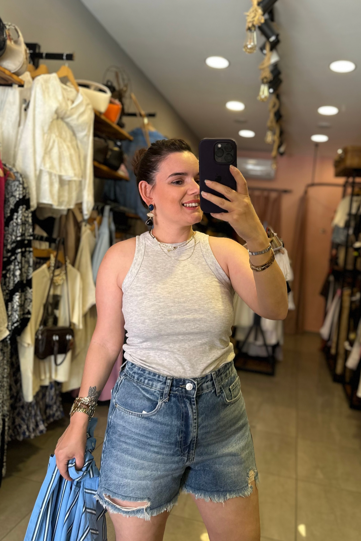 Mavi Mom Şort