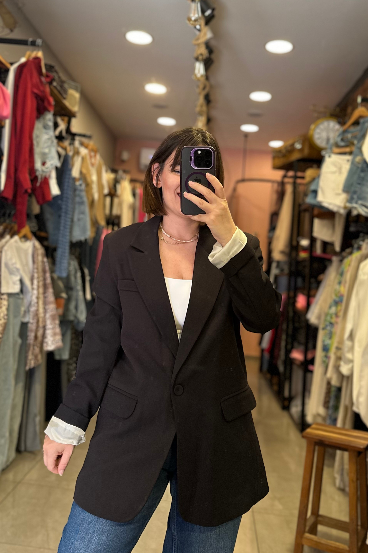 Premium Oversize Astarlı Blazer Ceket - SİYAH