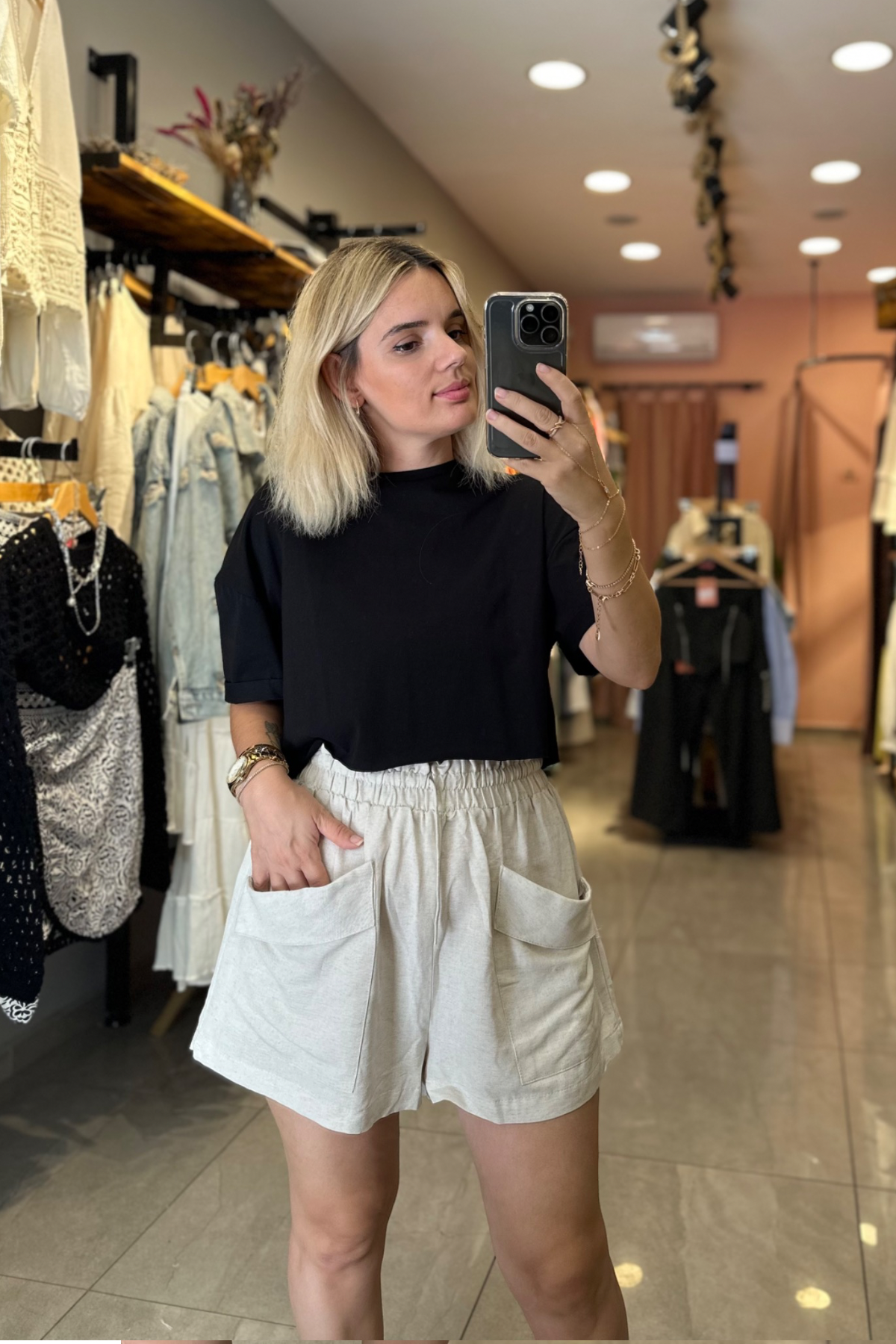 Siyah Crop Tşört