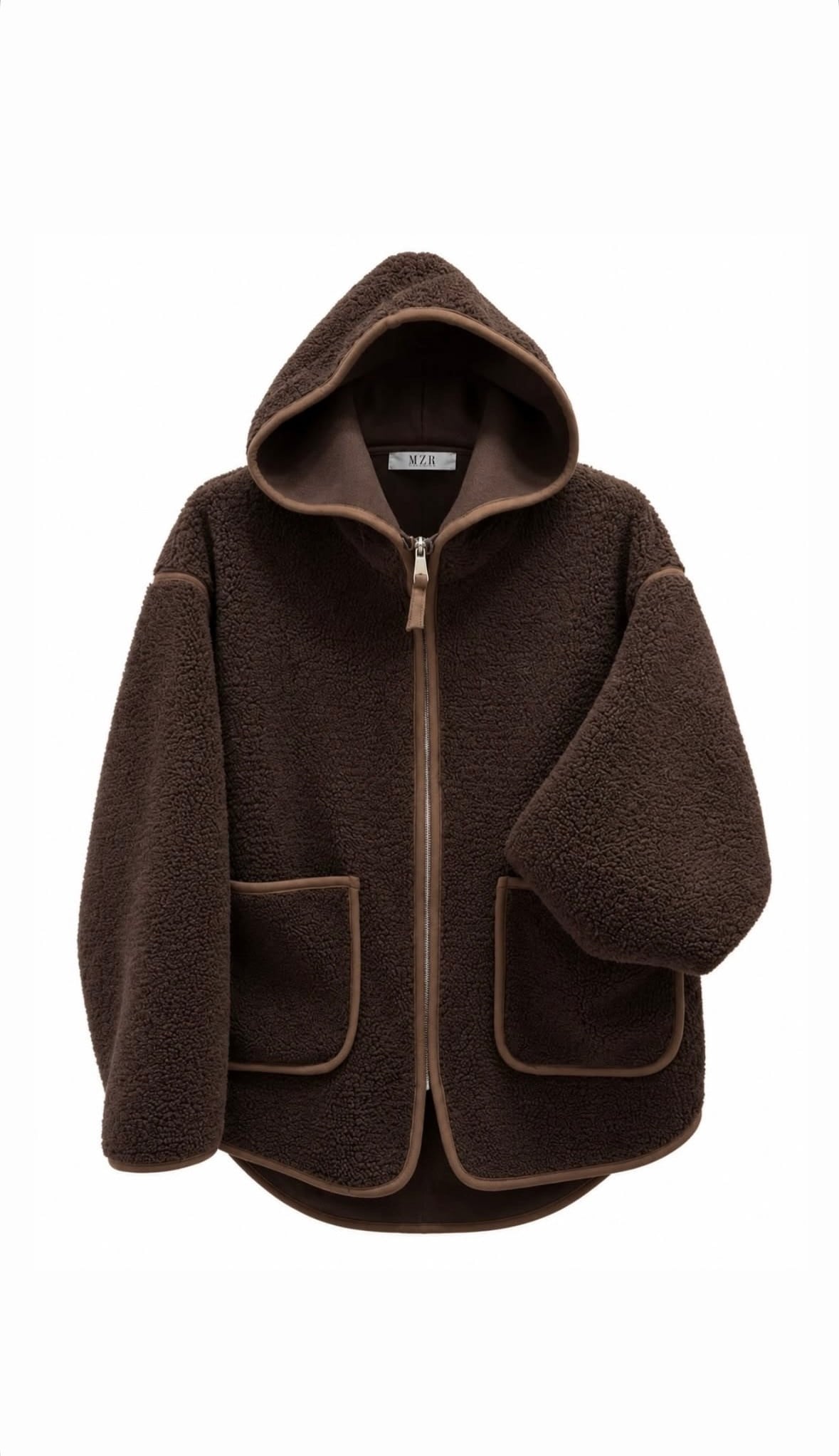 Teddy Kapşonlu Oversize Kahverengi Ceket