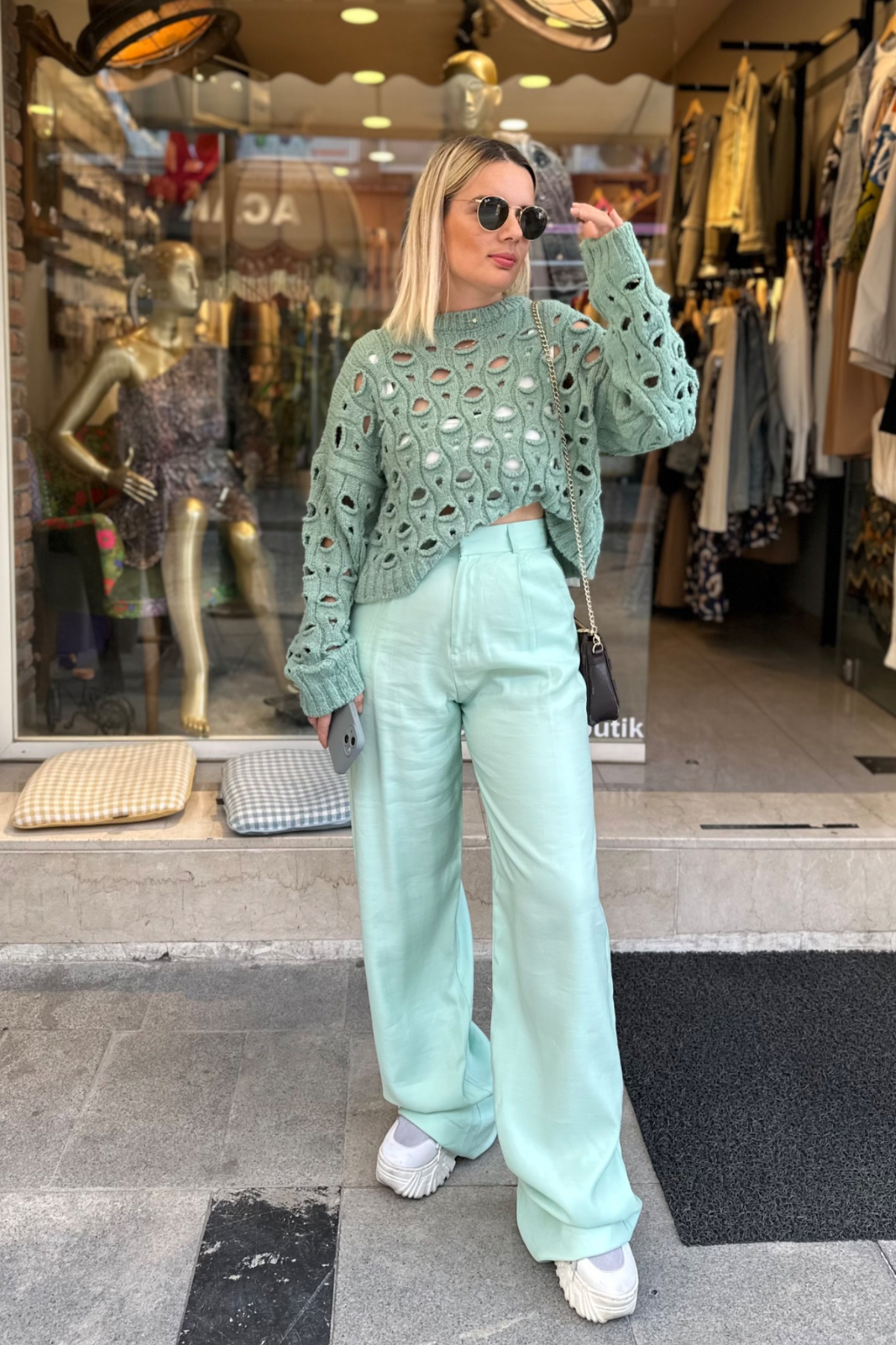 Tensel Palazzo Pantolon - mint yeşili