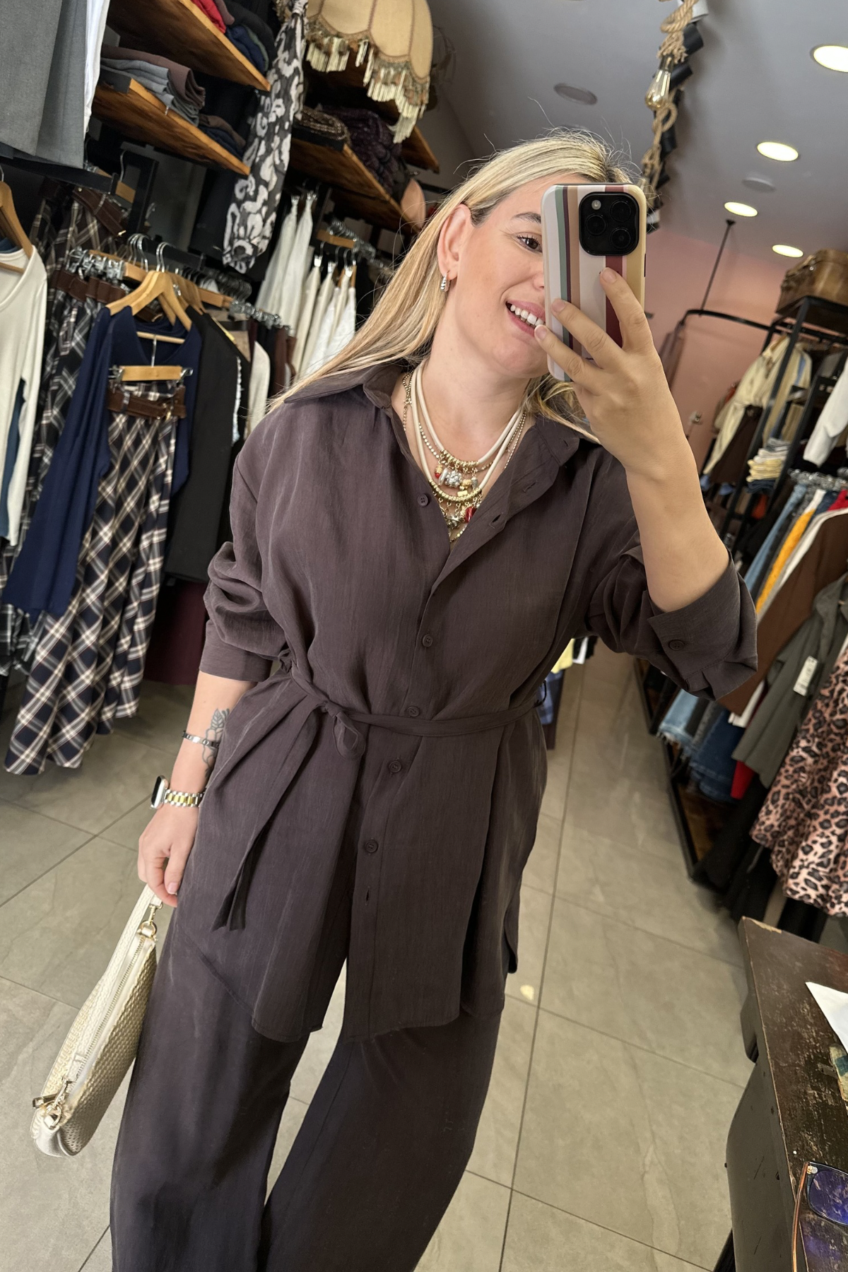  Tensel Kumaş Oversize Gömlekli Takım