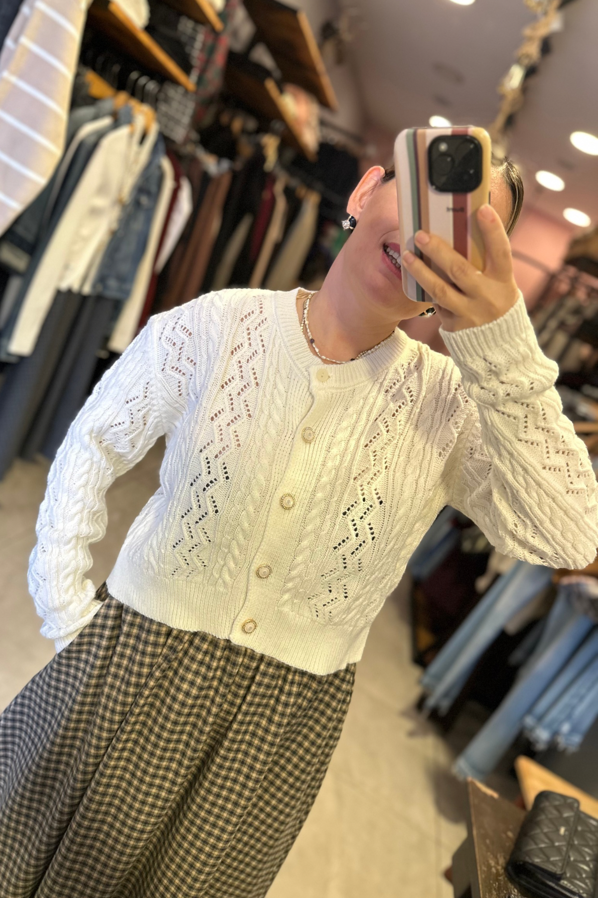 Ajurlu Örgü Desen Triko Hırka 