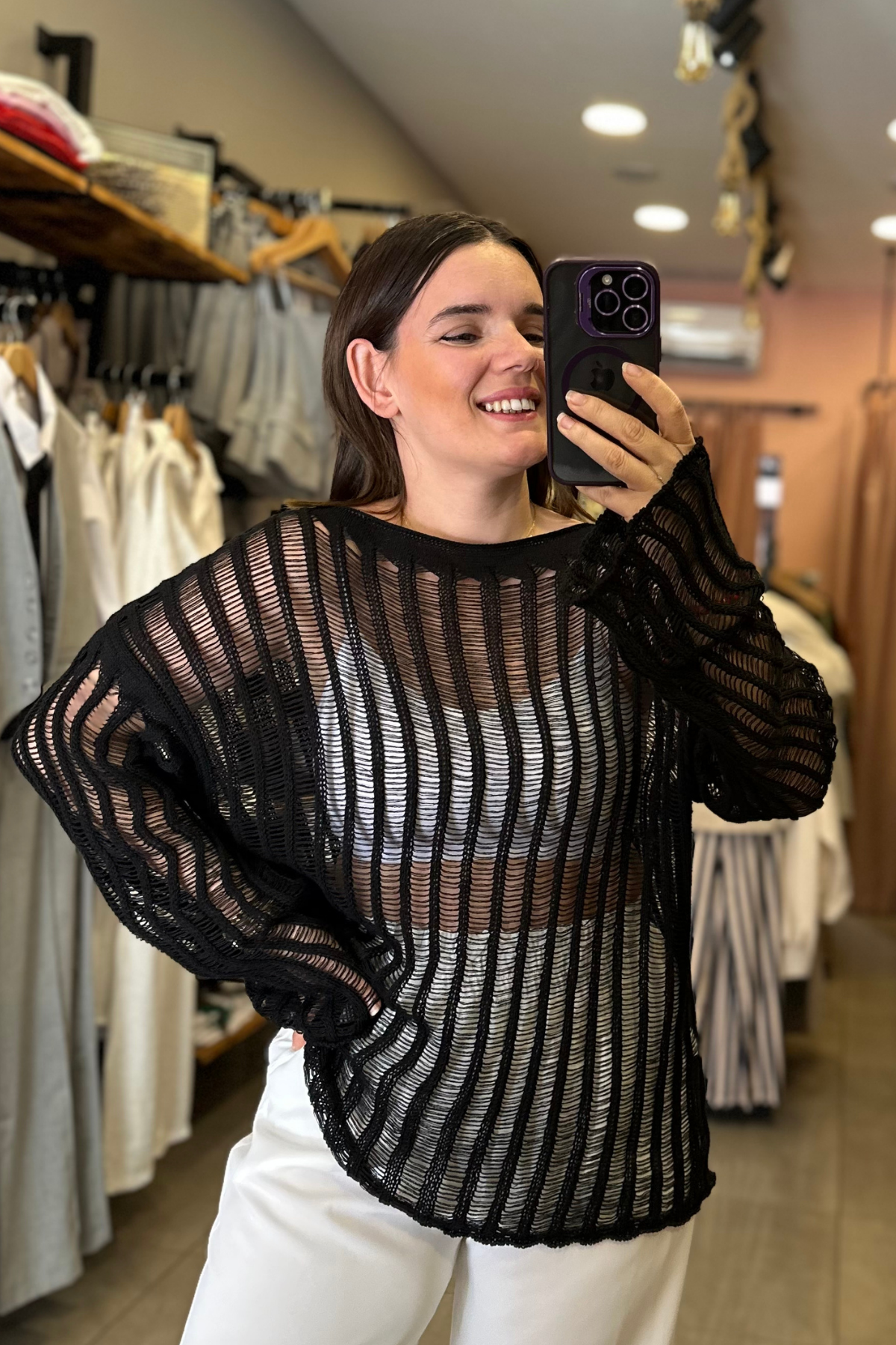 Ajurlu Triko Salaş Siyah