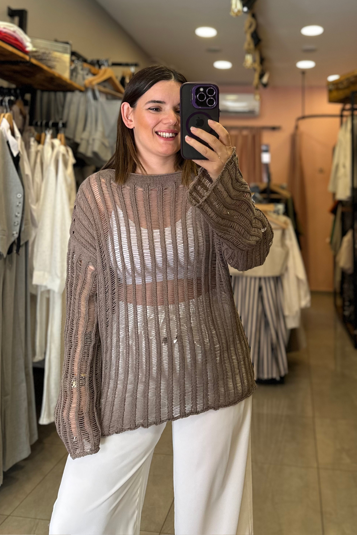 Ajurlu Triko Salaş Vizon