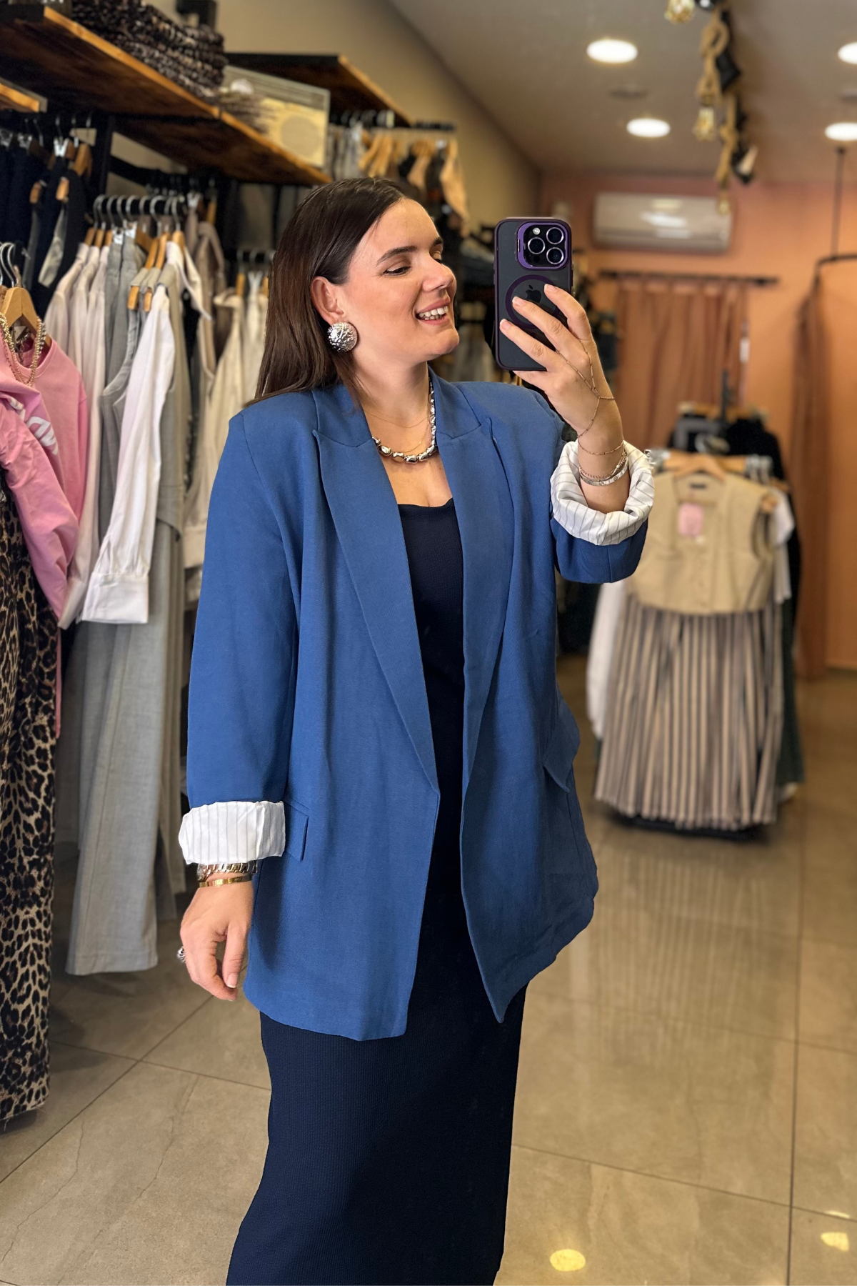 Astar Detay Lacivert  Blazer Ceket